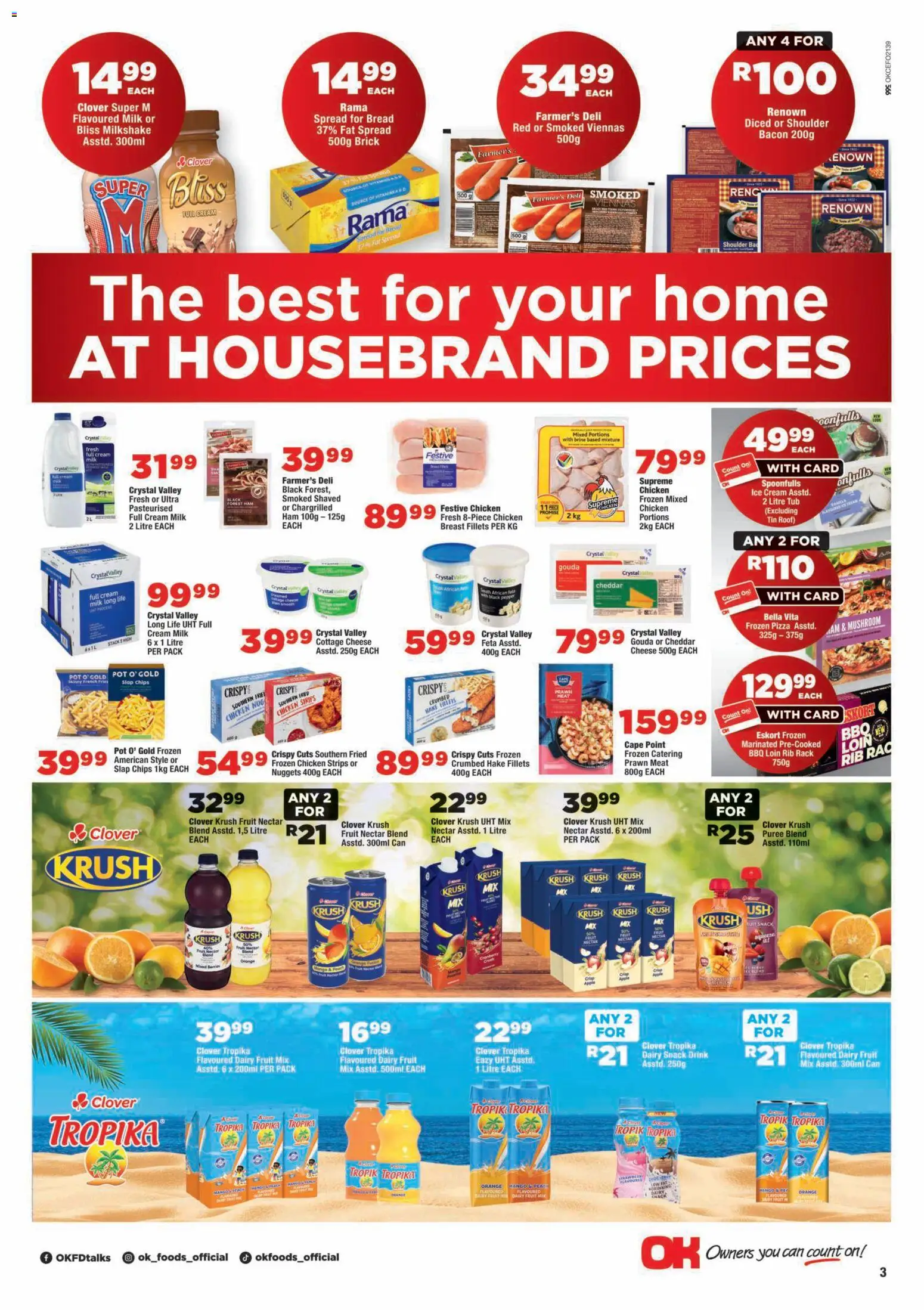 New OK Foods catalogue – valid from 14/10/2026 | Page: 3 | Products: Milk, Bread, Ice cream, Pepper