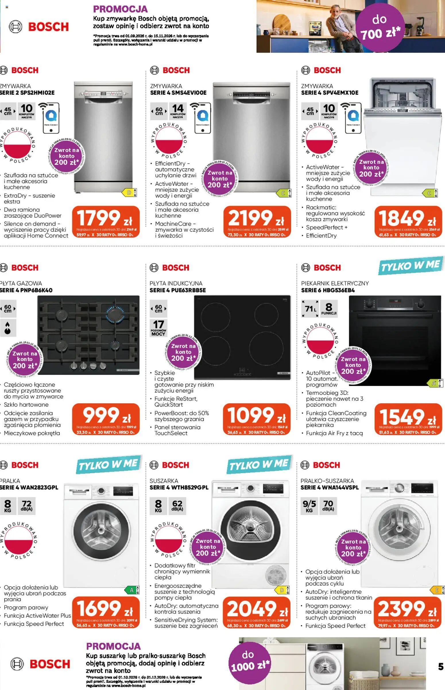Max elektro gazetka od 01.10.2026 | Strona: 5 | Produkty: Piekarnik, Zmywarka, Drzwi, Sztućce