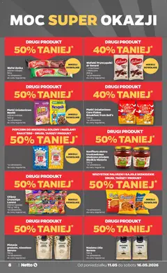 Pogląd oferty "Netto gazetka od poniedziałku spożywcza" - ważna od 11.05.2026 | Strona: 8 | Produkty: Chipsy, Paluszki, Płatki, Corn Flakes