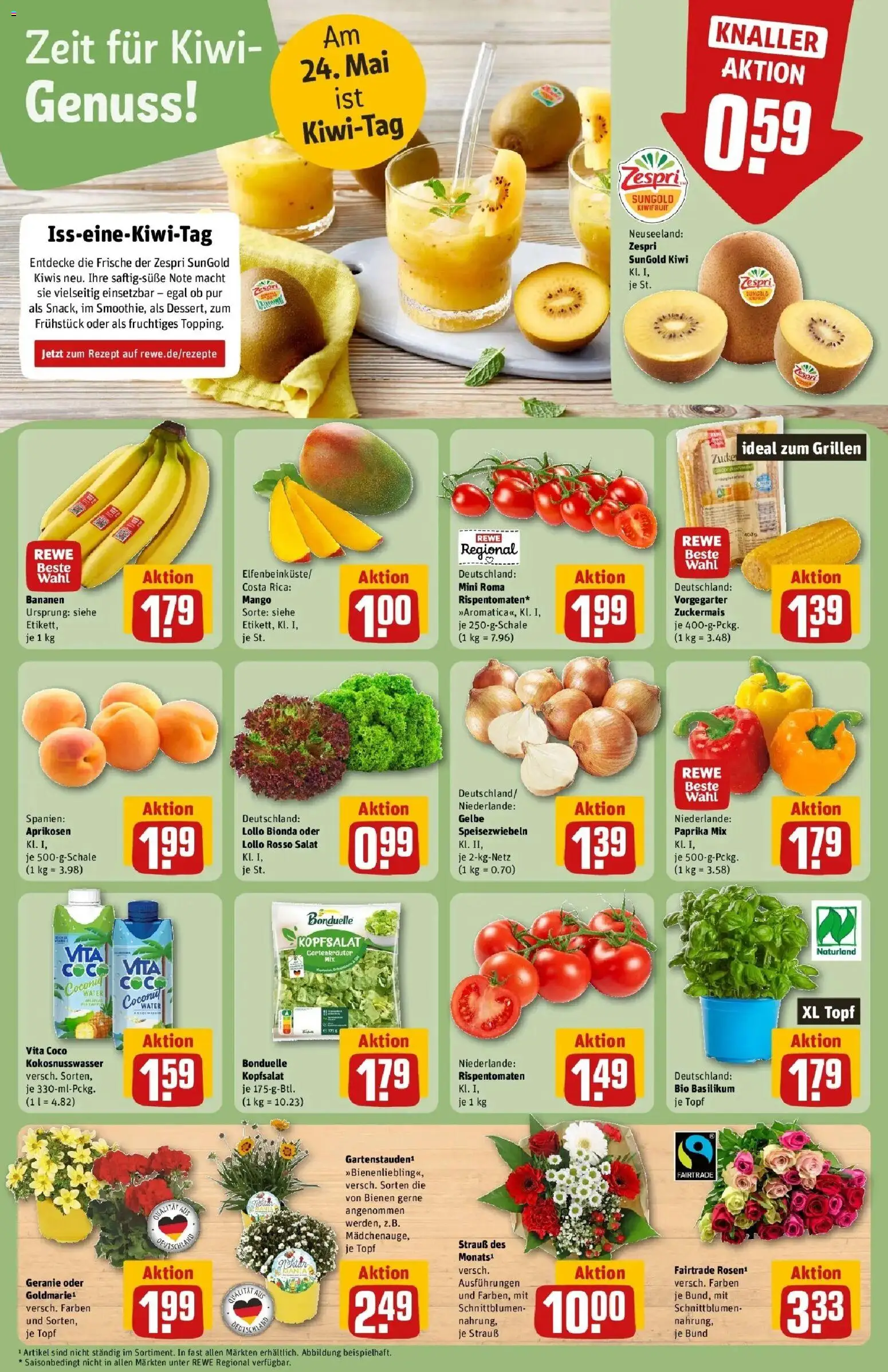 Rewe Prospekt Schildow – gültig ab 17.05.2026 | Seite: 14 | Produkte: Bananen, Paprika, Kiwi, Salat