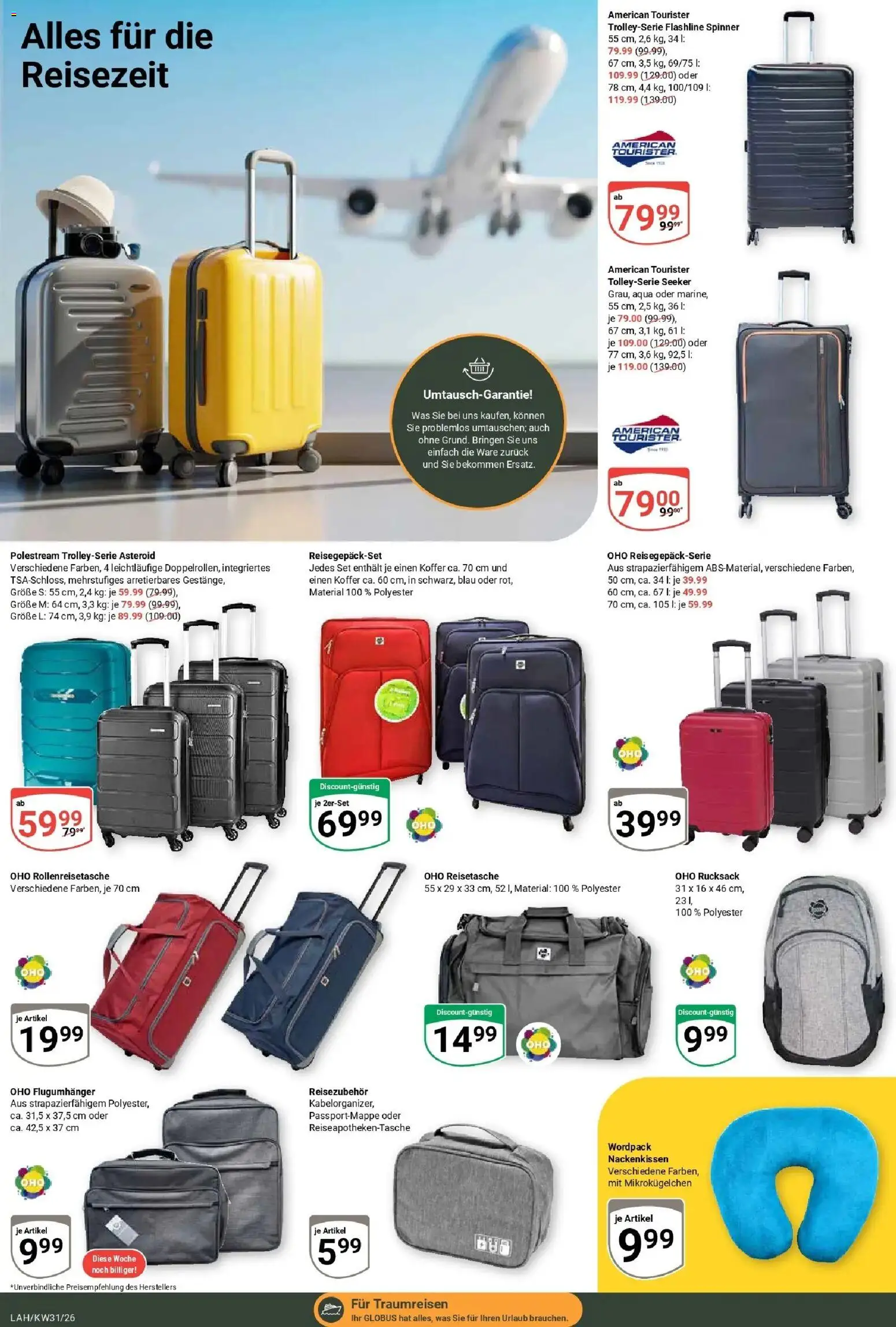 Globus Prospekt Lahnstein – gültig ab 27.07.2026 | Seite: 24 | Produkte: Rucksack, Reisetasche, Koffer