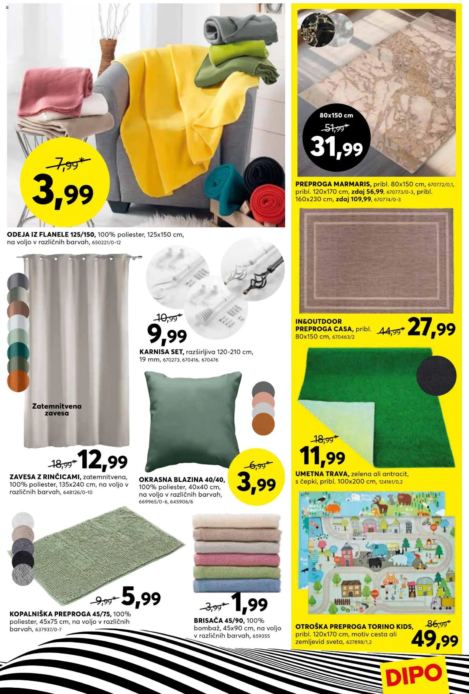 Novi Dipo katalog ponudbe – veljaven od 22.04.2026 | Stran: 15 | Izdelki: Brisača, Blazina, Odeja, Zelena