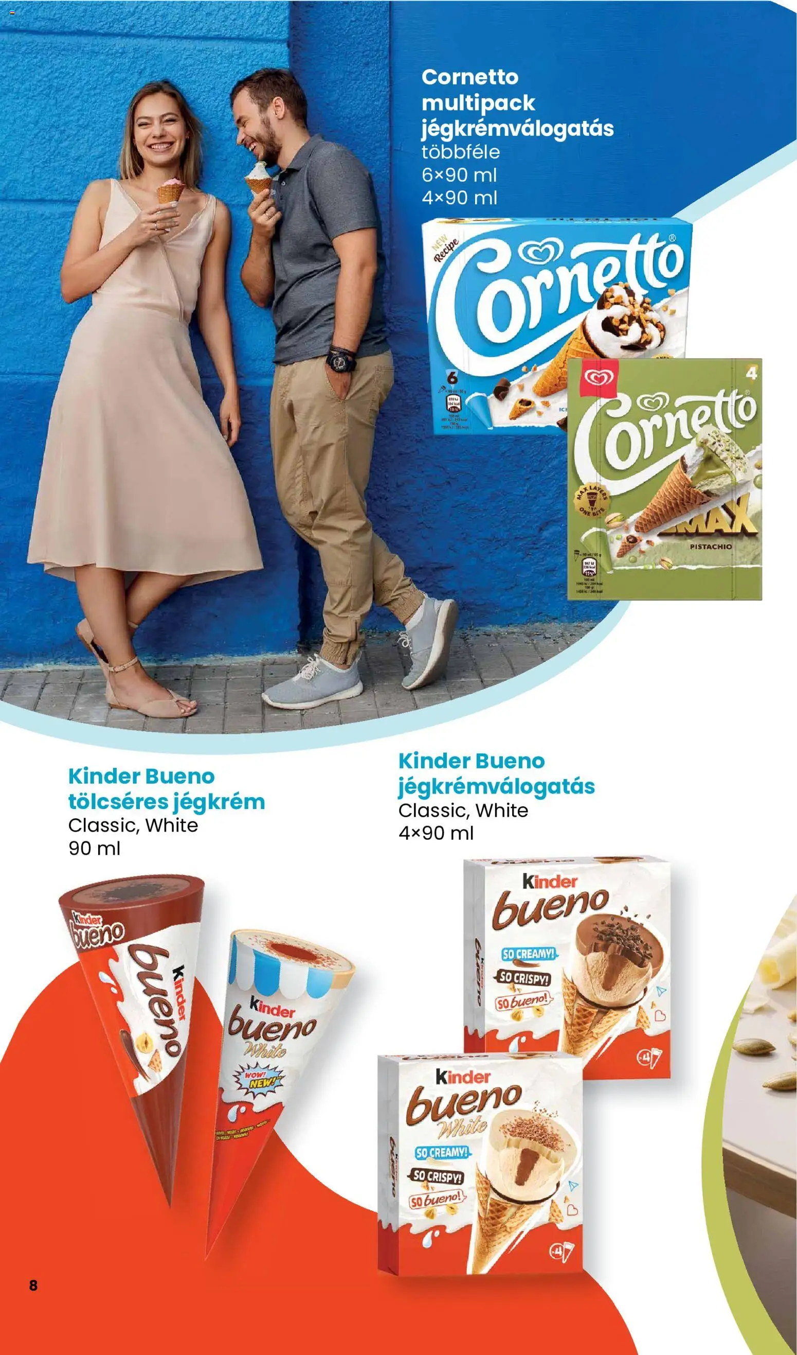 Spar akciós ujság - amely érvényes a következő dátumtól: 2026.05.14. | Oldal: 8 | Termékek: Kinder Bueno, Kinder, Jégkrém, Só