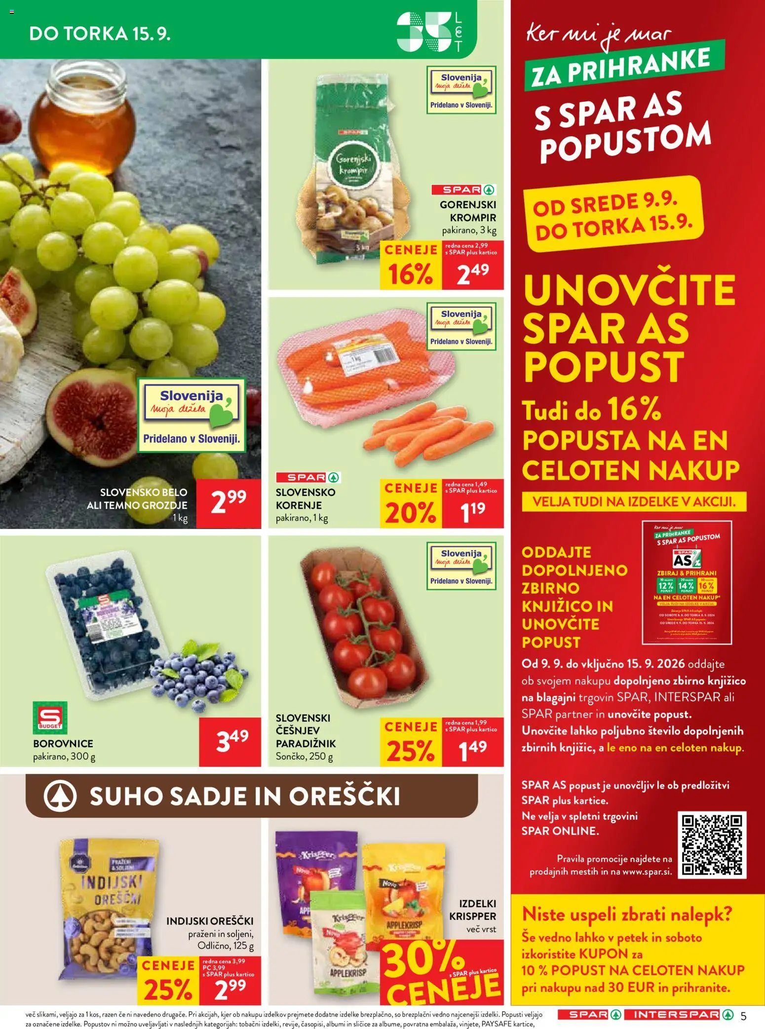 Novi Spar katalog ponudbe – veljaven od 09.09.2026 | Stran: 7 | Izdelki: Suho sadje, Paradiznik, Borovnice, Orescki