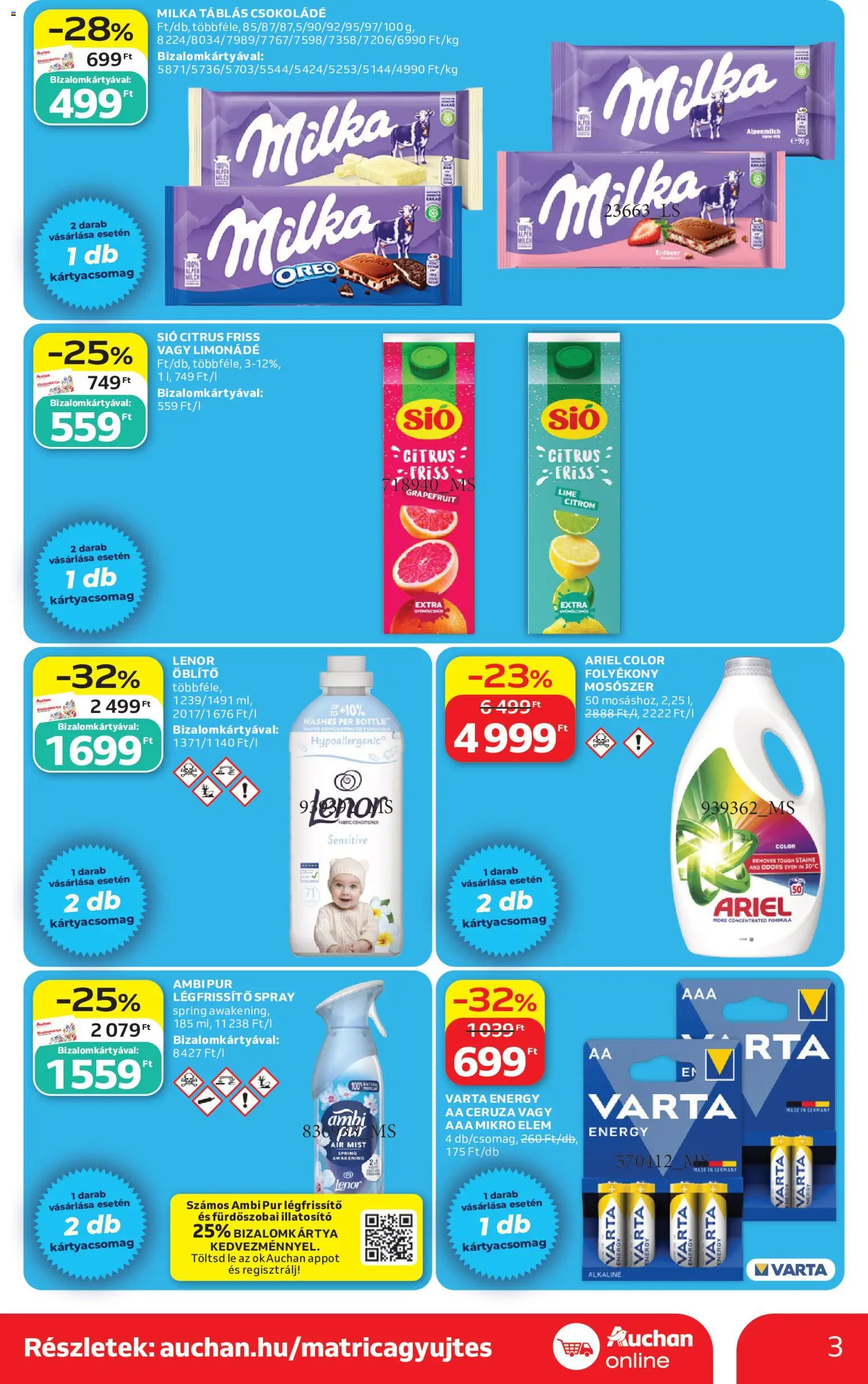 Auchan akciós ujság - amely érvényes a következő dátumtól: 2026.07.02. | Oldal: 3 | Termékek: Öblítő, Légfrissítő, Csokoládé, Grapefruit