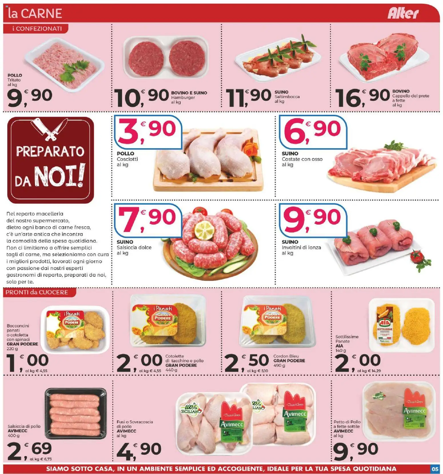 Volantino Alter Discount del 15.05.2026 | Pagina: 5 | Prodotti: Bovino, Salsiccia, Spinaci, Hamburger