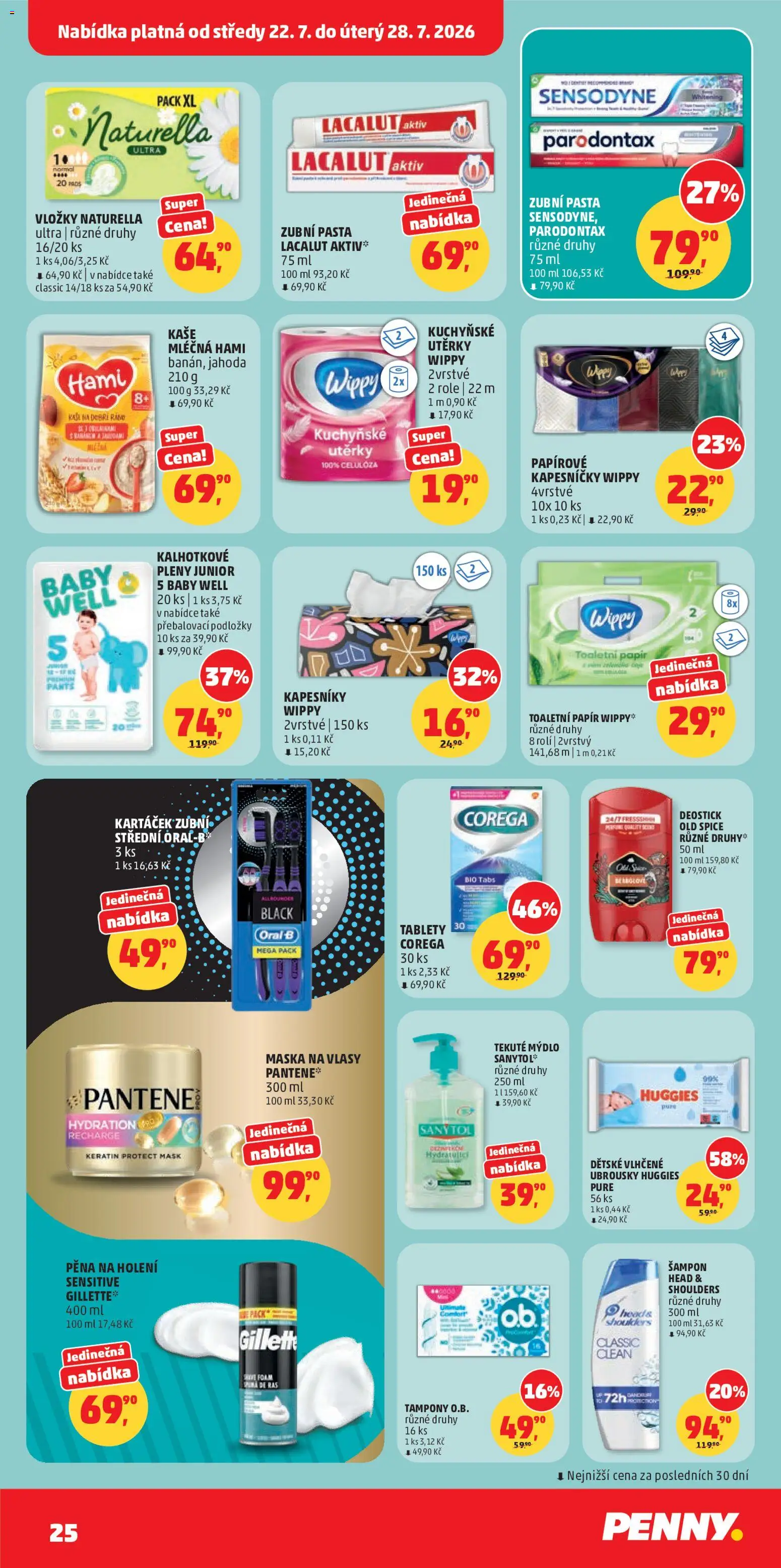 Penny Market leták od 22.07.2026 | Strana: 25 | Produkty: Pěna na holení, Head & Shoulders, Pleny, Šampon