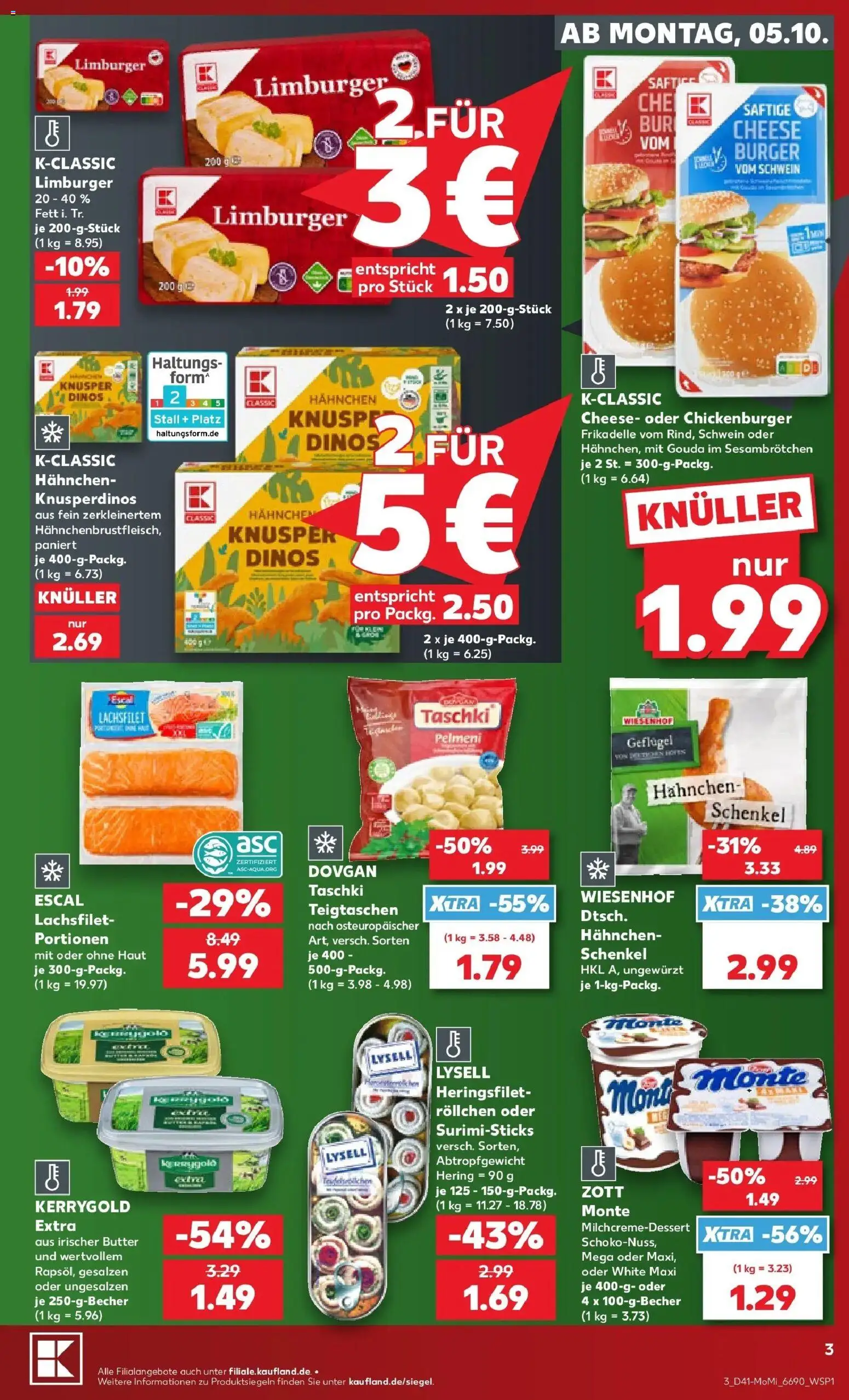 Prospekt Kaufland ab 05.10.2026 » Angebote Online zum Blättern | Seite: 3 | Produkte: Hering, Hahnchen, Gouda, Burger