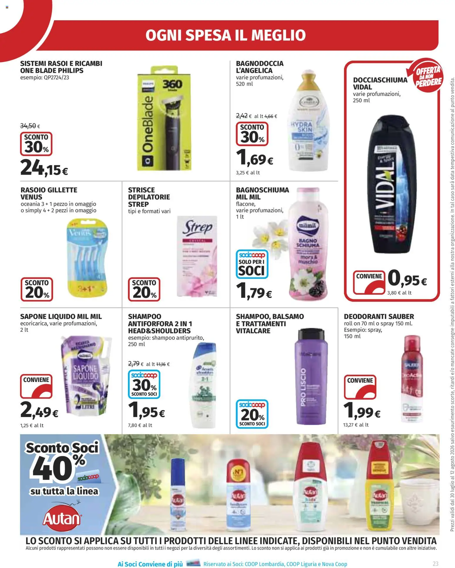 Volantino Ipercoop del 30/07/2026 | Pagina: 23 | Prodotti: Balsamo, Rasoio, Sapone, Bagnoschiuma