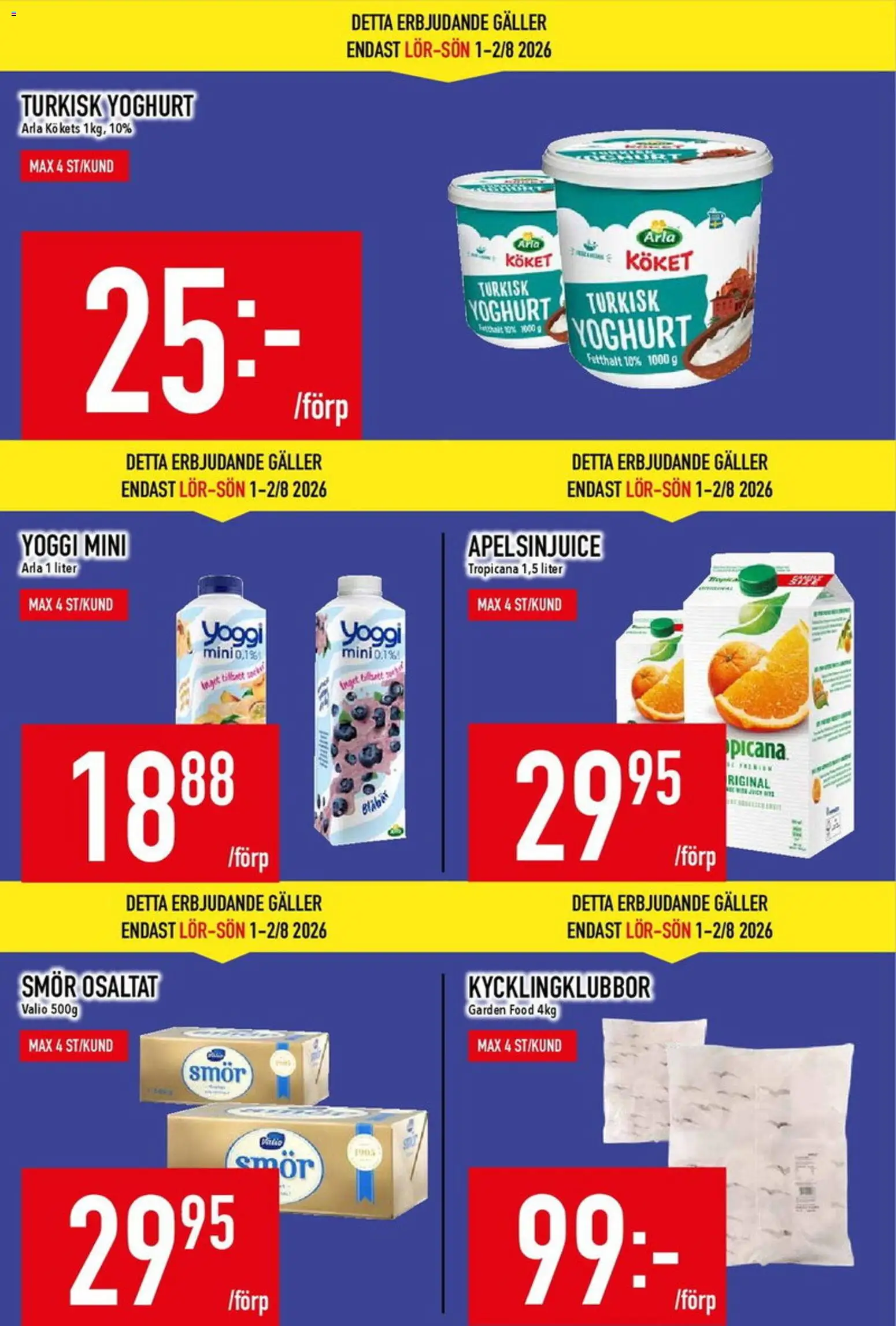 Matdax reklamblad aktuell från 17/08/2026 | Sida: 5 | Produkter: Galler, Apelsinjuice, Smör, Kycklingklubbor