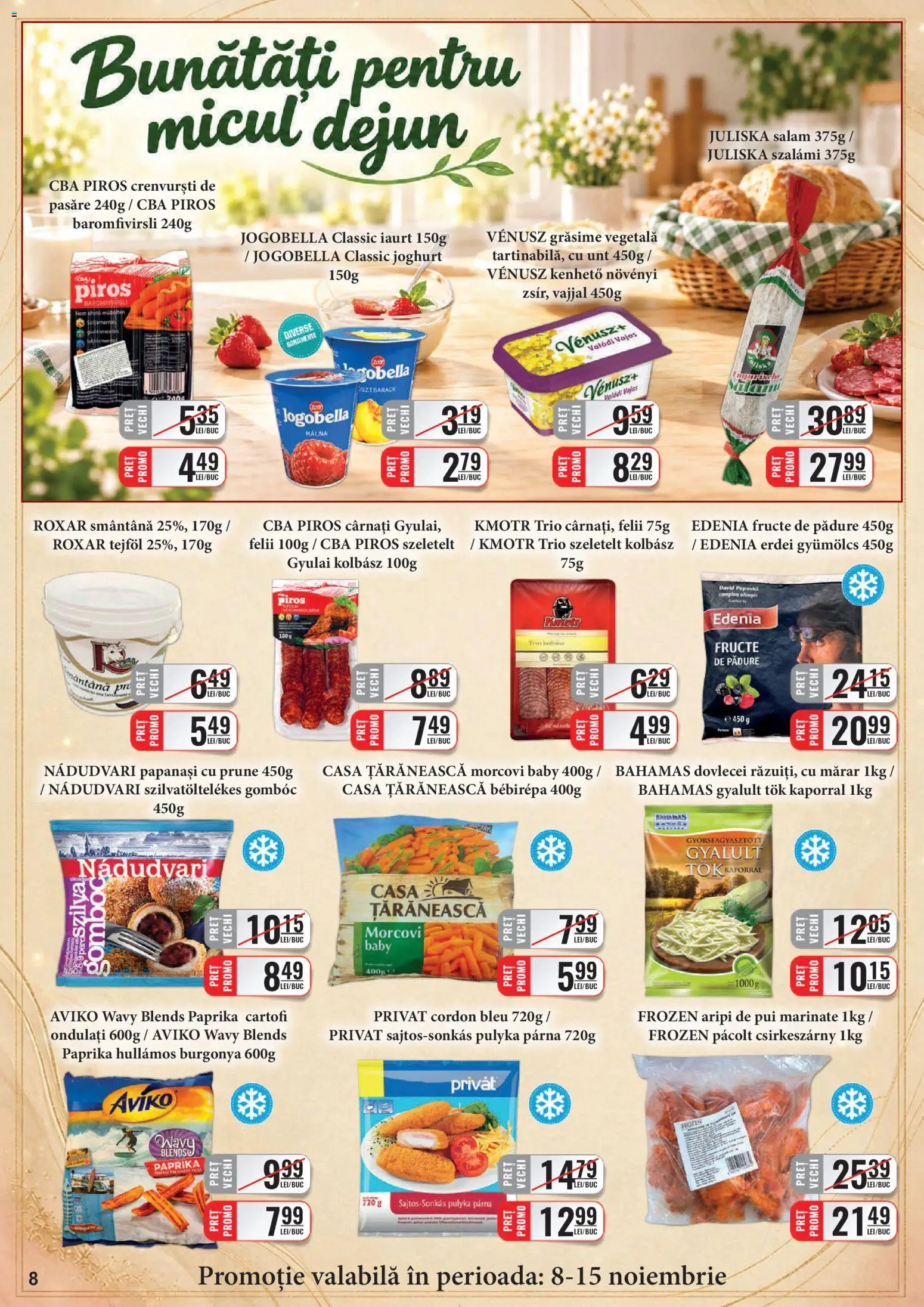 Noul catalog CBA – valabil de la 01.11.2026 | Pagină: 8 | Produse: Fructe de pădure, Unt, Iaurt, Smântână