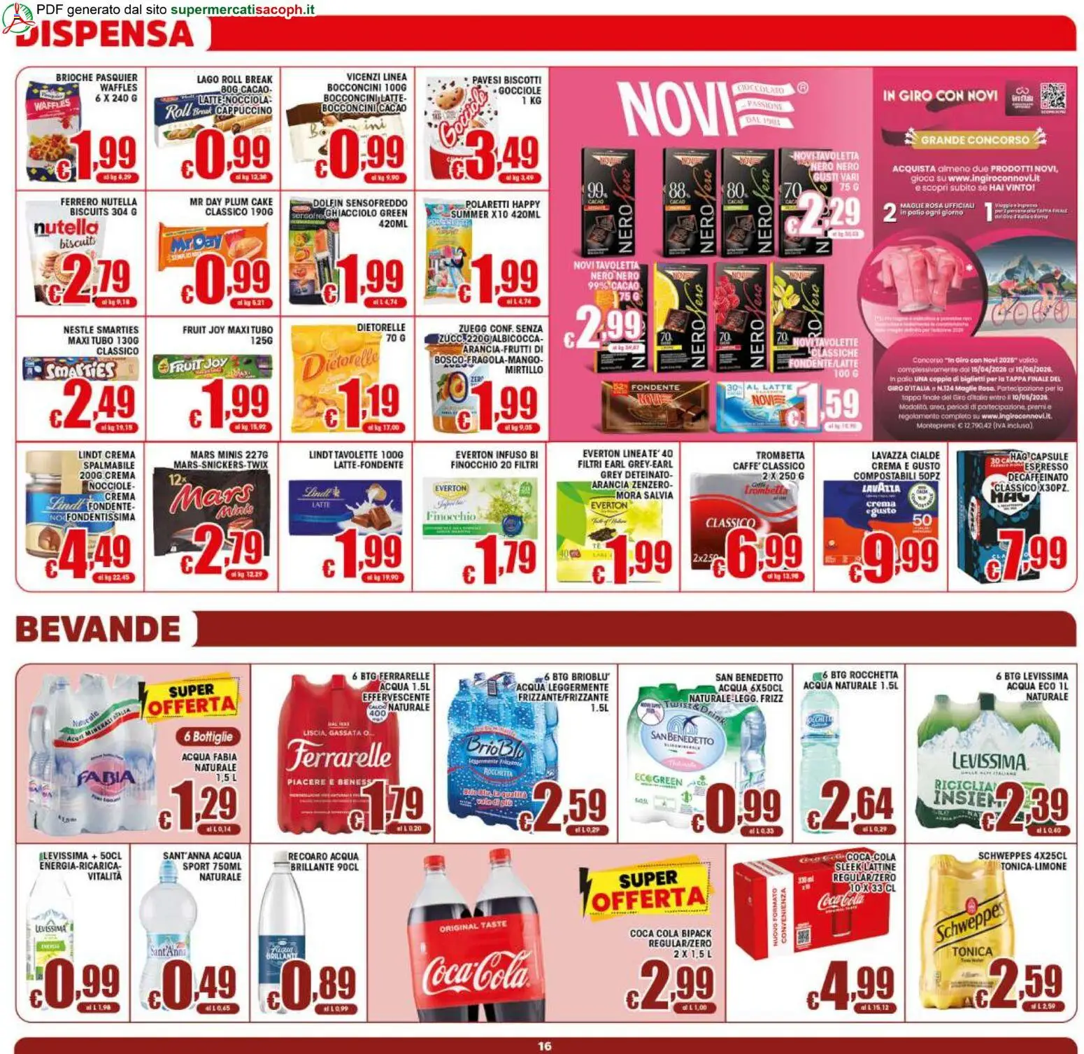 Volantino Sacoph del 20.05.2026 | Pagina: 16 | Prodotti: Latte, Arancia, Ferrarelle, Coca Cola
