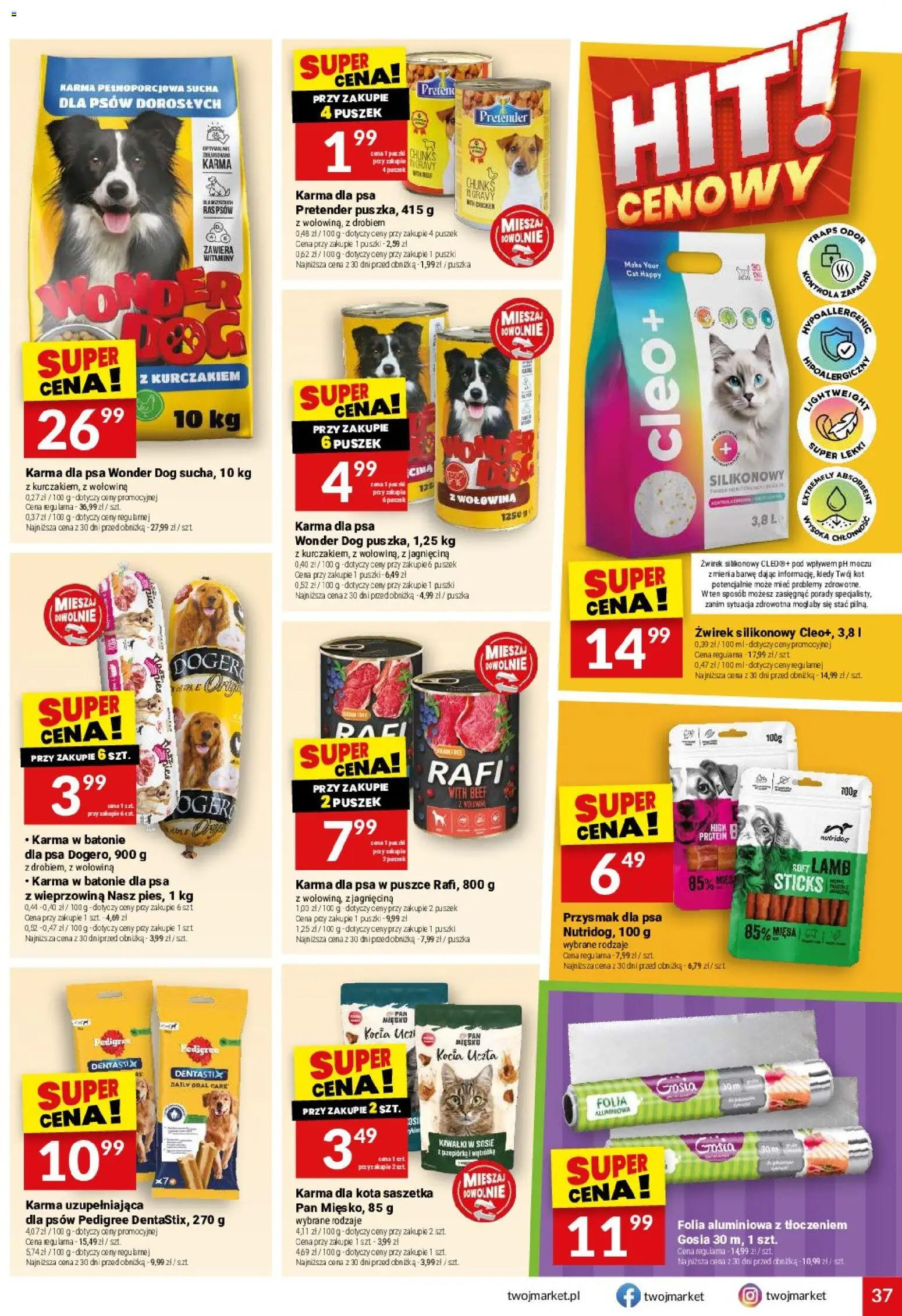 Twój Market gazetka od 21.10.2026 | Strona: 37 | Produkty: Folia aluminiowa, Jagnięcina, Dentastix, Karma dla kota