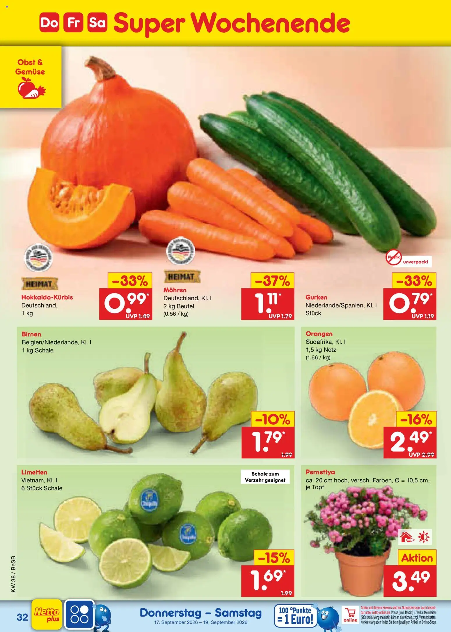 Netto Marken-Discount Prospekt – gültig ab 14.09.2026 | Seite: 46 | Produkte: Mohren, Gemüse, Obst, Gurken