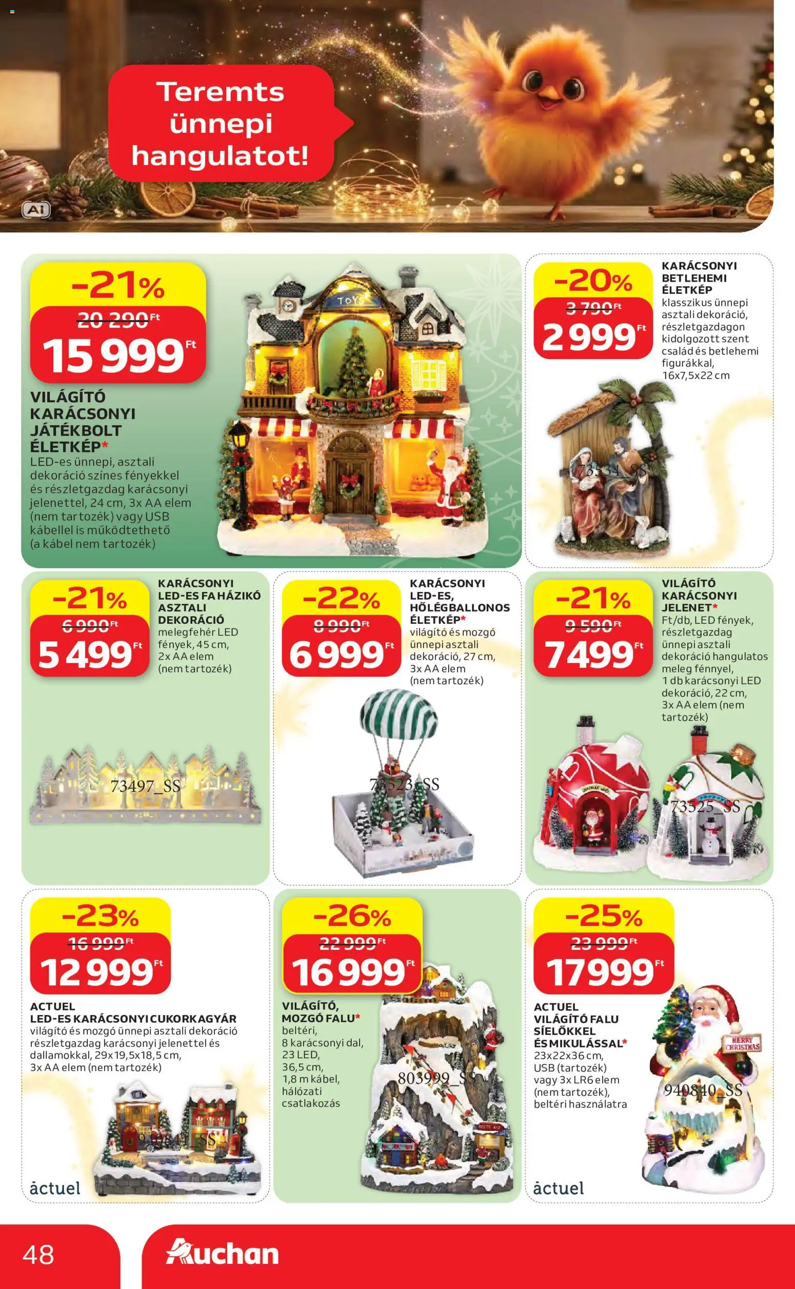 Auchan akciós ujság - amely érvényes a következő dátumtól: 2026.10.22. | Oldal: 48 | Termékek: Kábel, Elem, LED, Dekoráció