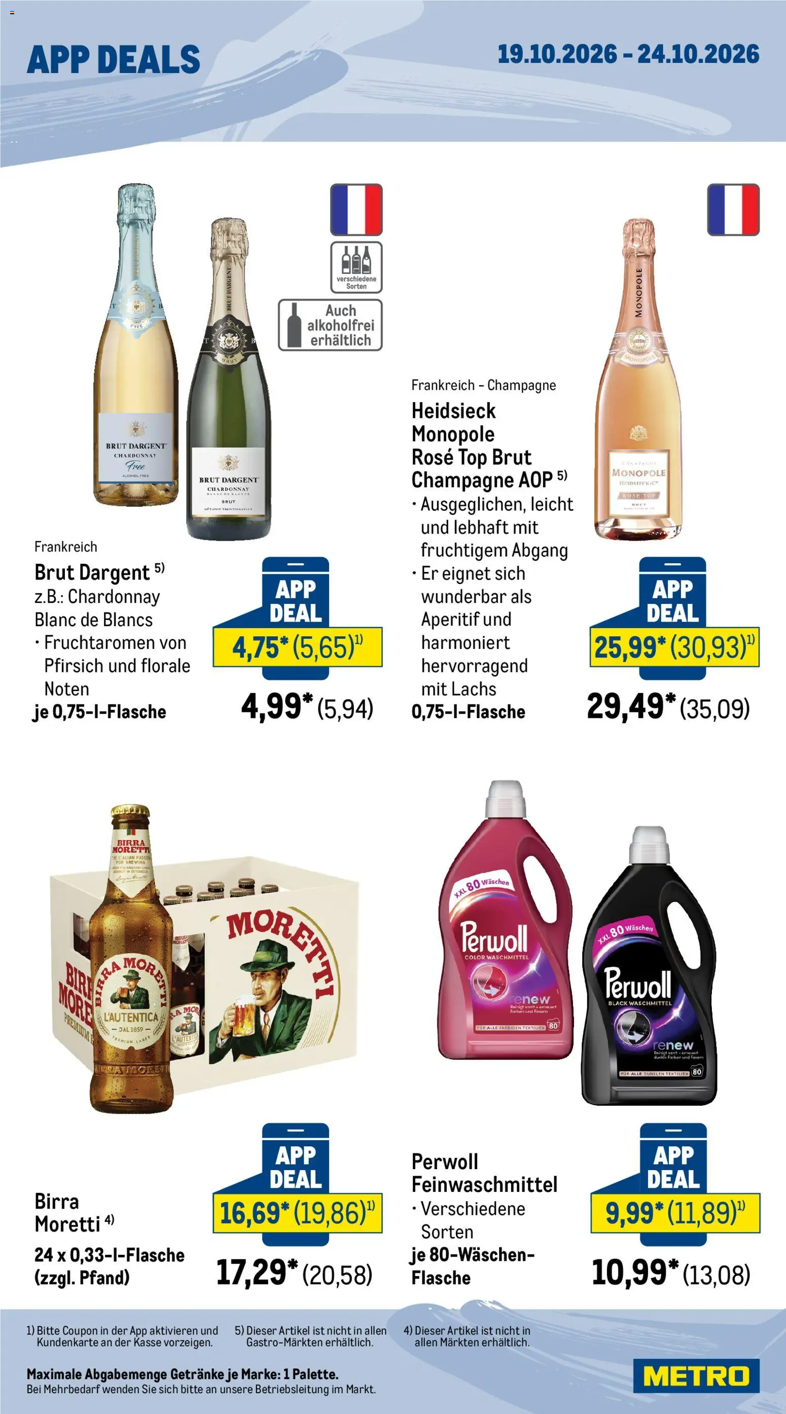 Metro App-Deals – gültig ab 19.10.2026 | Seite: 2 | Produkte: Top, Lachs, Waschmittel, Pfirsich