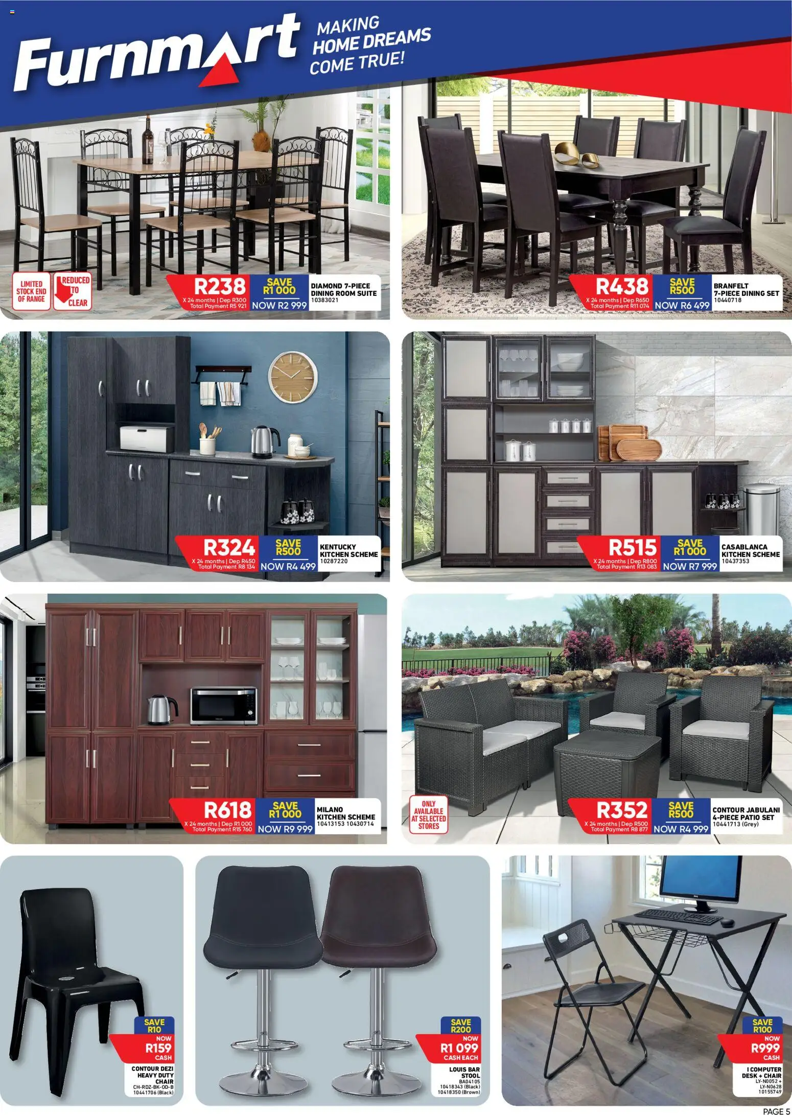 New Furnmart catalogue – valid from 10/08/2026 | Page: 5 | Products: Computer, Stool, Dining room suite, Stock
