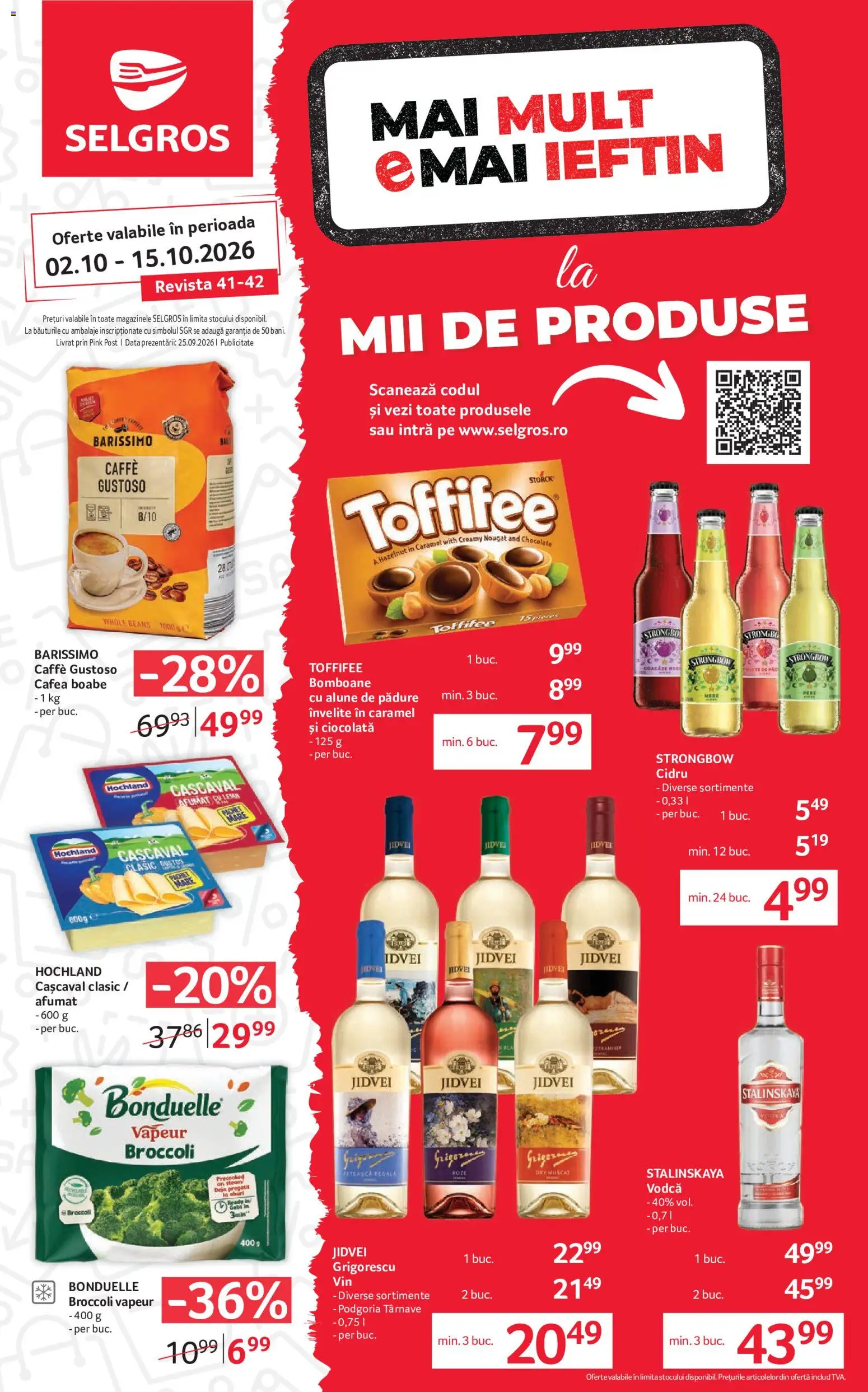 Noul catalog Selgros – valabil de la 02.10.2026 | Pagină: 1 | Produse: Toffifee, Cașcaval, Broccoli, Alune de pădure