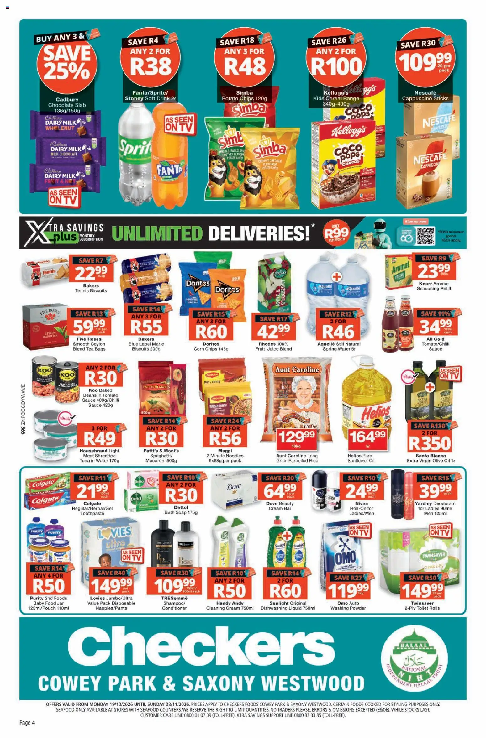 New Checkers catalogue – valid from 19/10/2026 | Page: 4 | Products: Beans, Baked beans, Biscuits, Baby food
