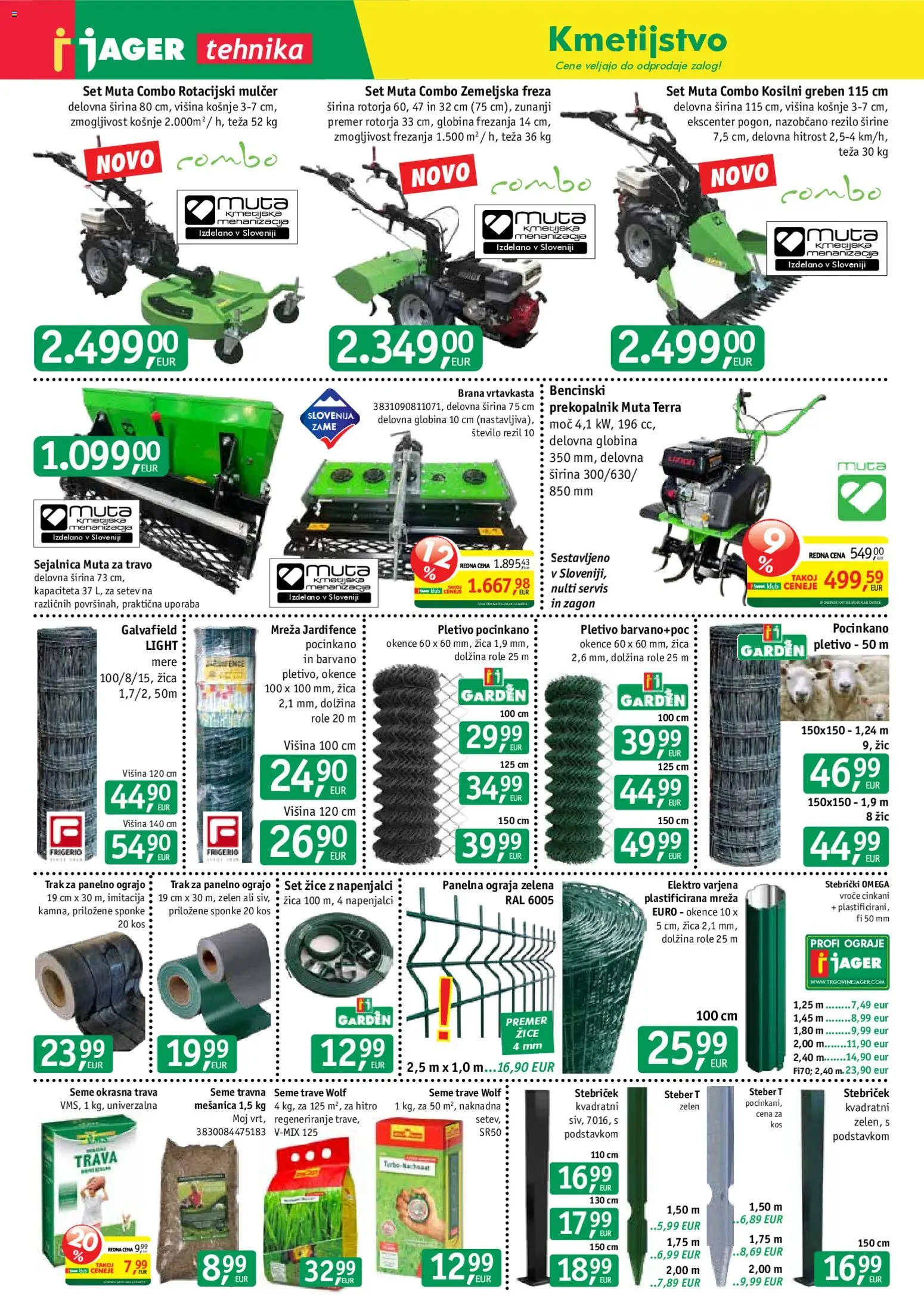 Novi Jager katalog ponudbe – veljaven od 02.09.2026 | Stran: 3 | Izdelki: Teza, Kos, Ograja, Zelena