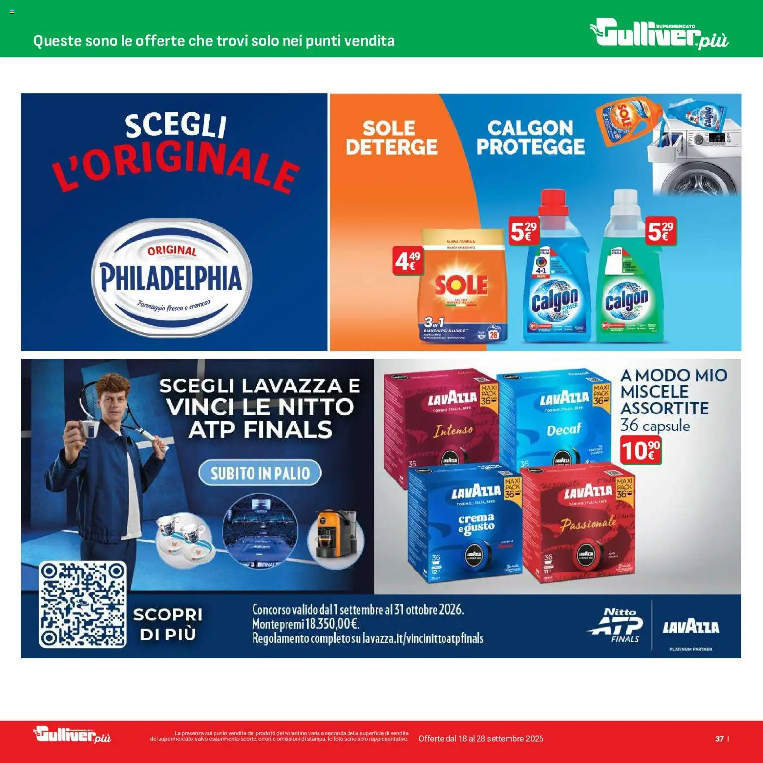 Volantino Gulliver del 18/09/2026 | Pagina: 37 | Prodotti: Crema, Formaggio, Formaggio fresco, Lavazza