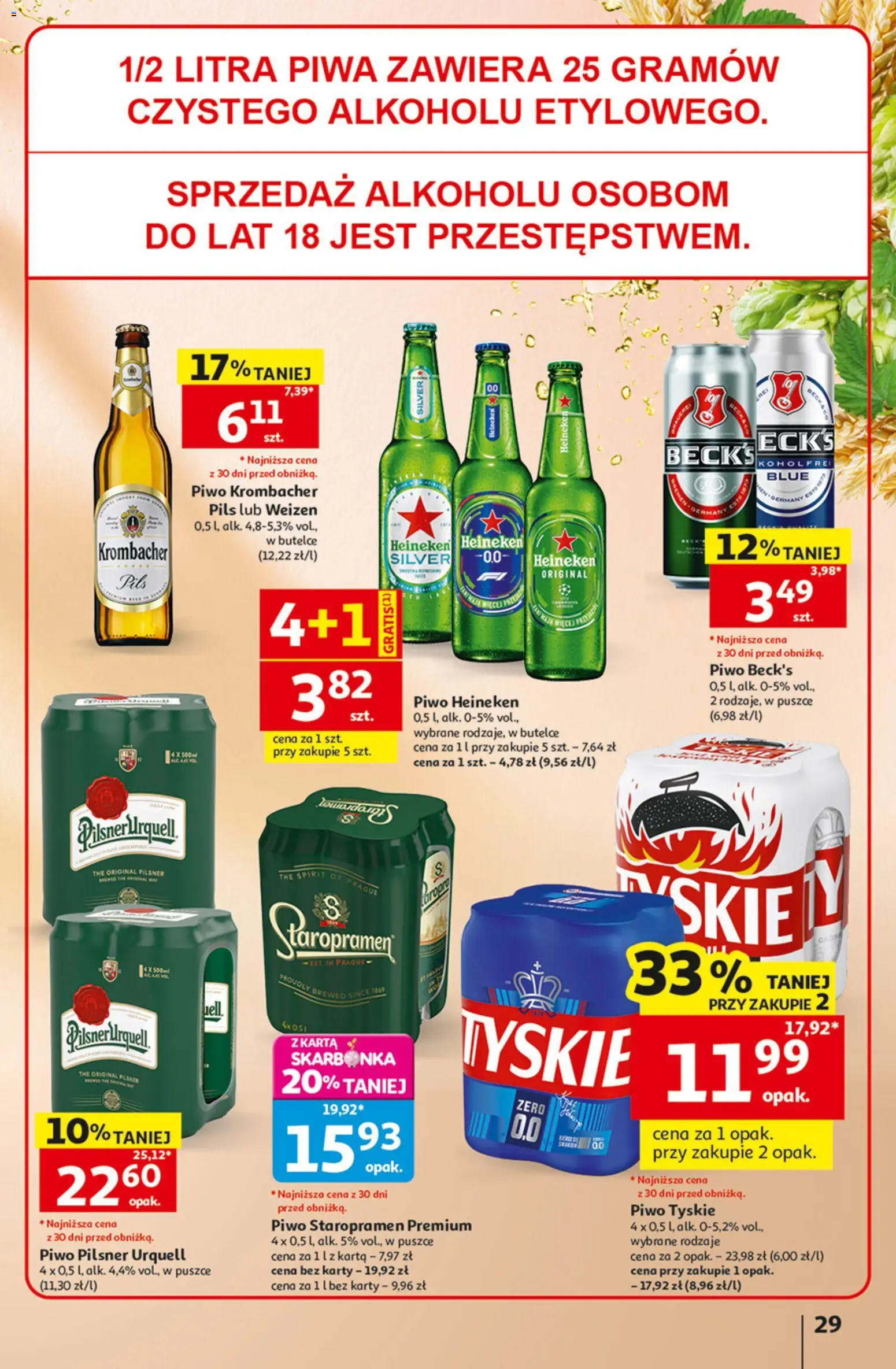 Auchan gazetka - 30 Lat Hipermarket od 30.07.2026 | Strona: 29 | Produkty: Karta, Piwo Staropramen, Piwo, Heineken