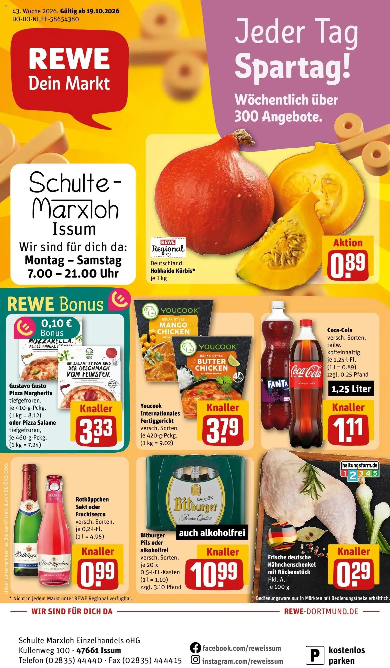 REWE Prospekt ab 19.10.2026 zum Blättern » Angebote | Seite: 1 | Produkte: Youcook, Sekt, Äpfel, Fruchtsecco