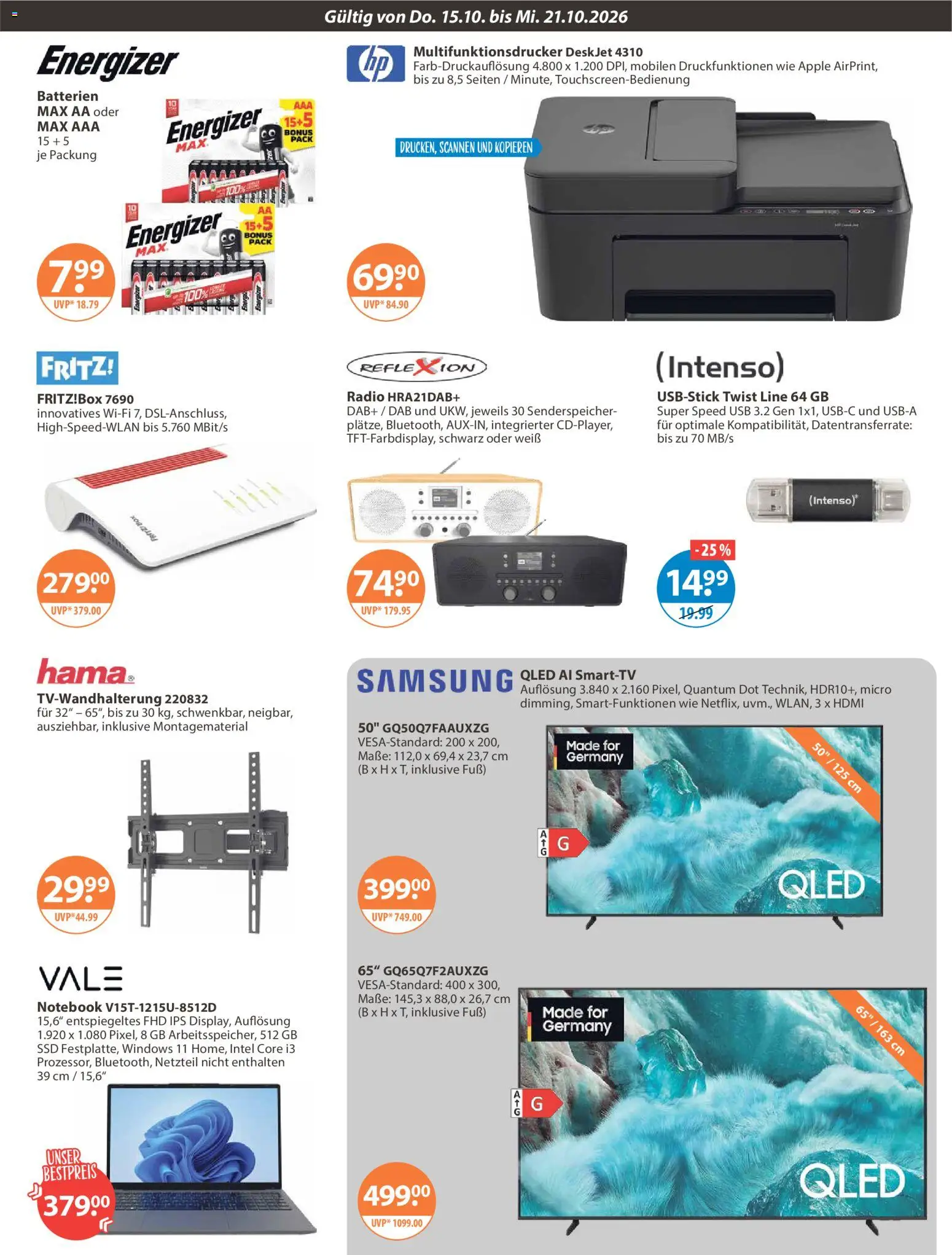 V-Markt Angebote – gültig ab 15.10.2026 | Seite: 15 | Produkte: USB, Samsung, Netzteil, Radio