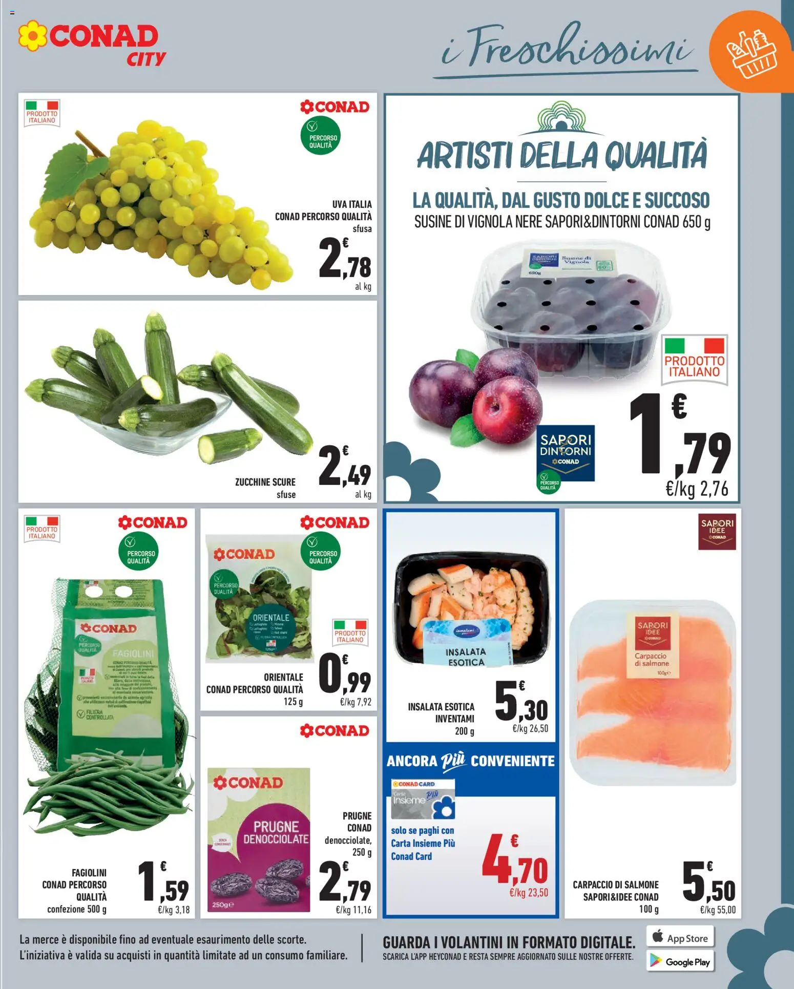 Volantino Conad del 11/09/2026 | Pagina: 11 | Prodotti: Carpaccio, Uva, Zucchine, Fagiolini