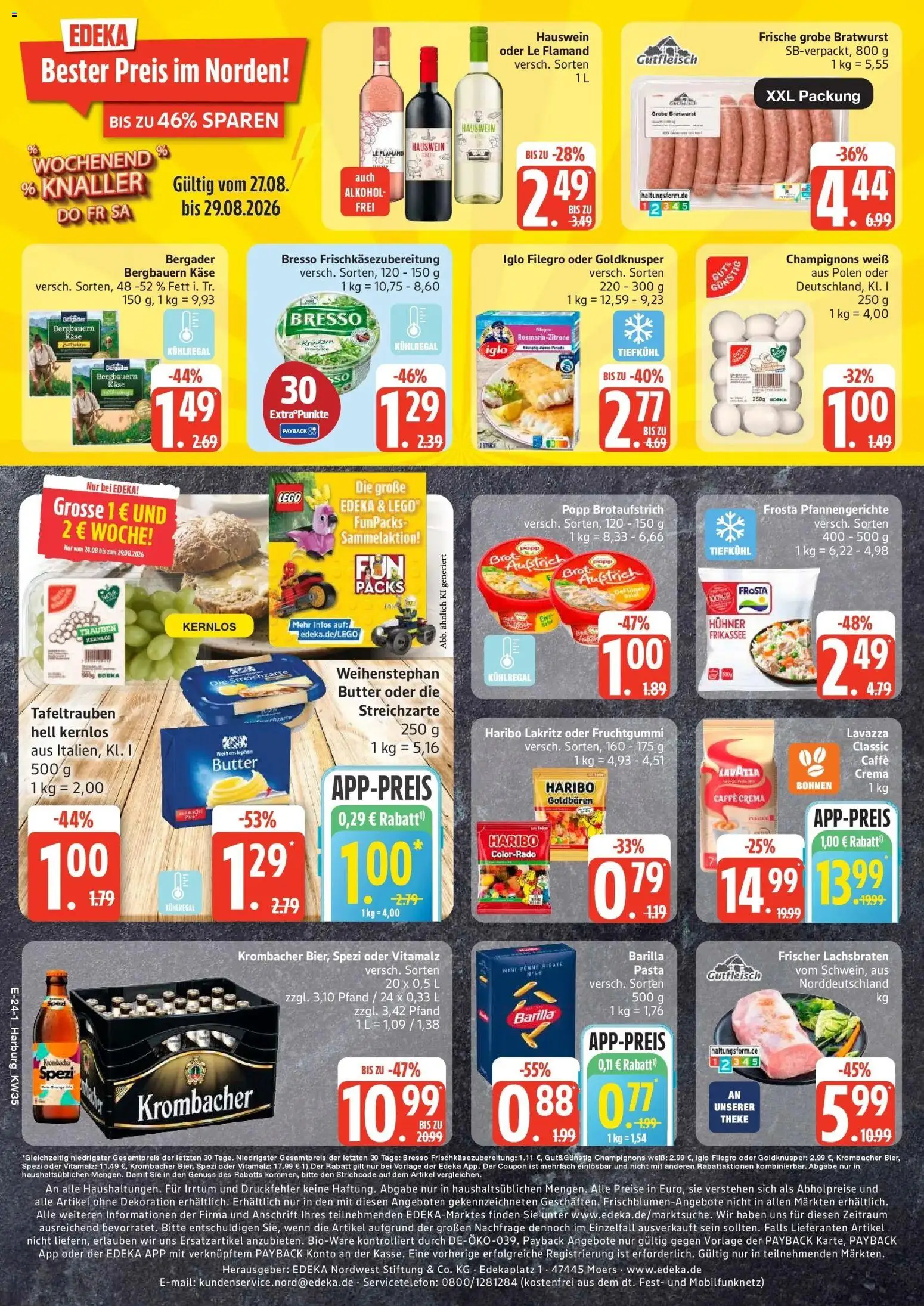 Edeka Prospekt Hamburg – gültig ab 24.08.2026 | Seite: 31 | Produkte: Käse, Frosta, Alkohol, Pasta