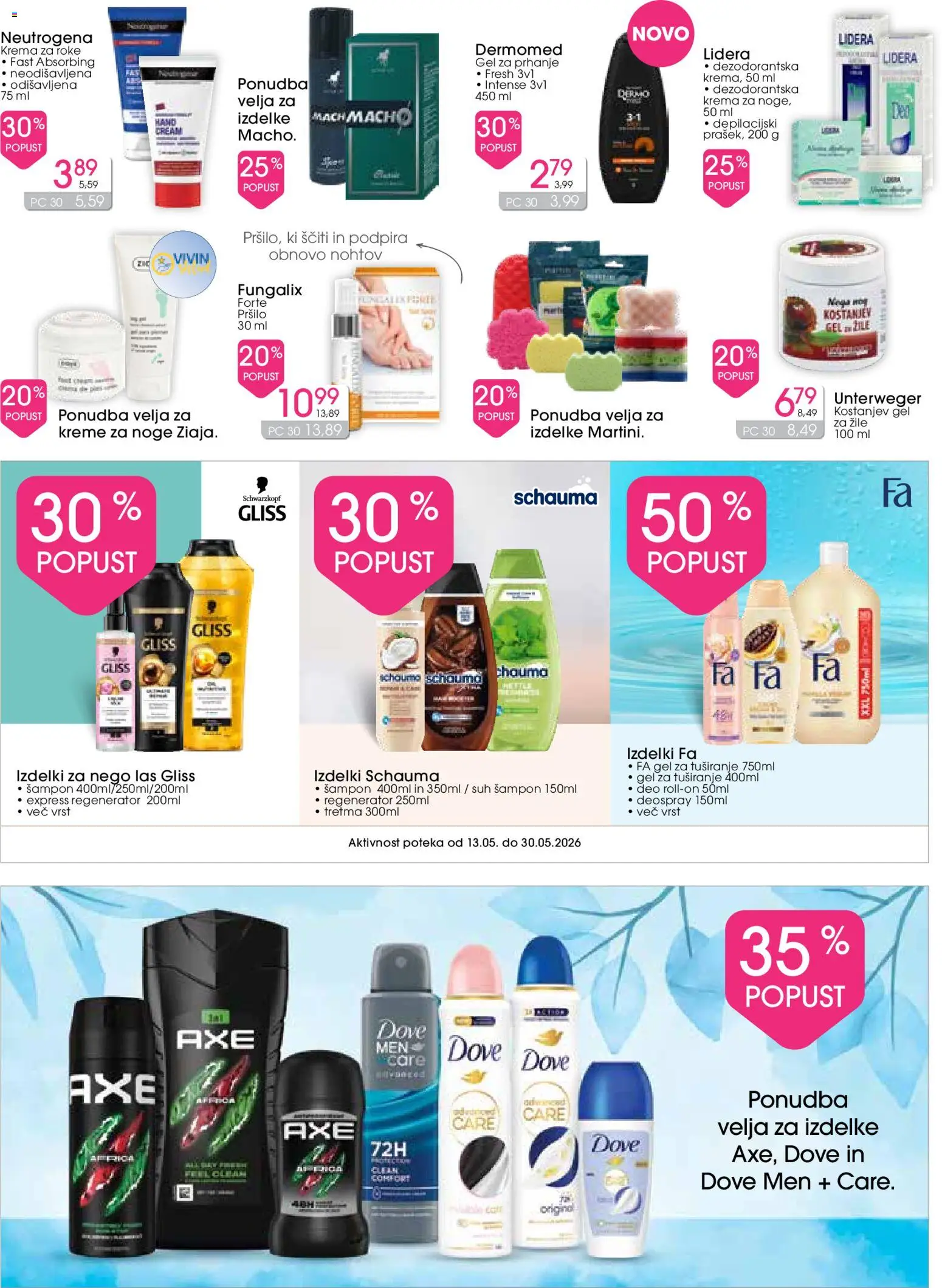 Novi Tuš drogerija katalog ponudbe – veljaven od 13.05.2026 | Stran: 9 | Izdelki: Krema, Krema za roke, Gel za tusiranje, Deodorant