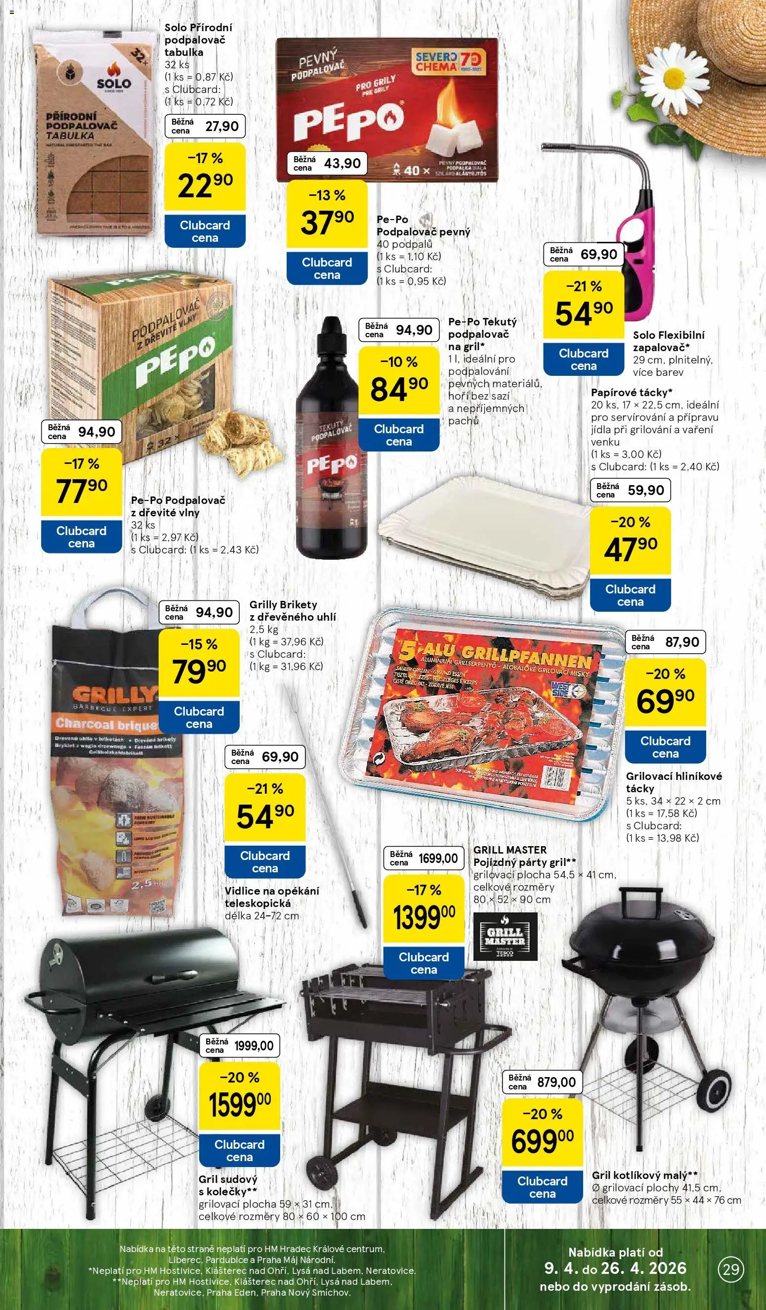 Tesco leták - Hypermarket od 07.04.2026 | Strana: 29 | Produkty: Grilování, Brikety, Pepo podpalovač, Pepo