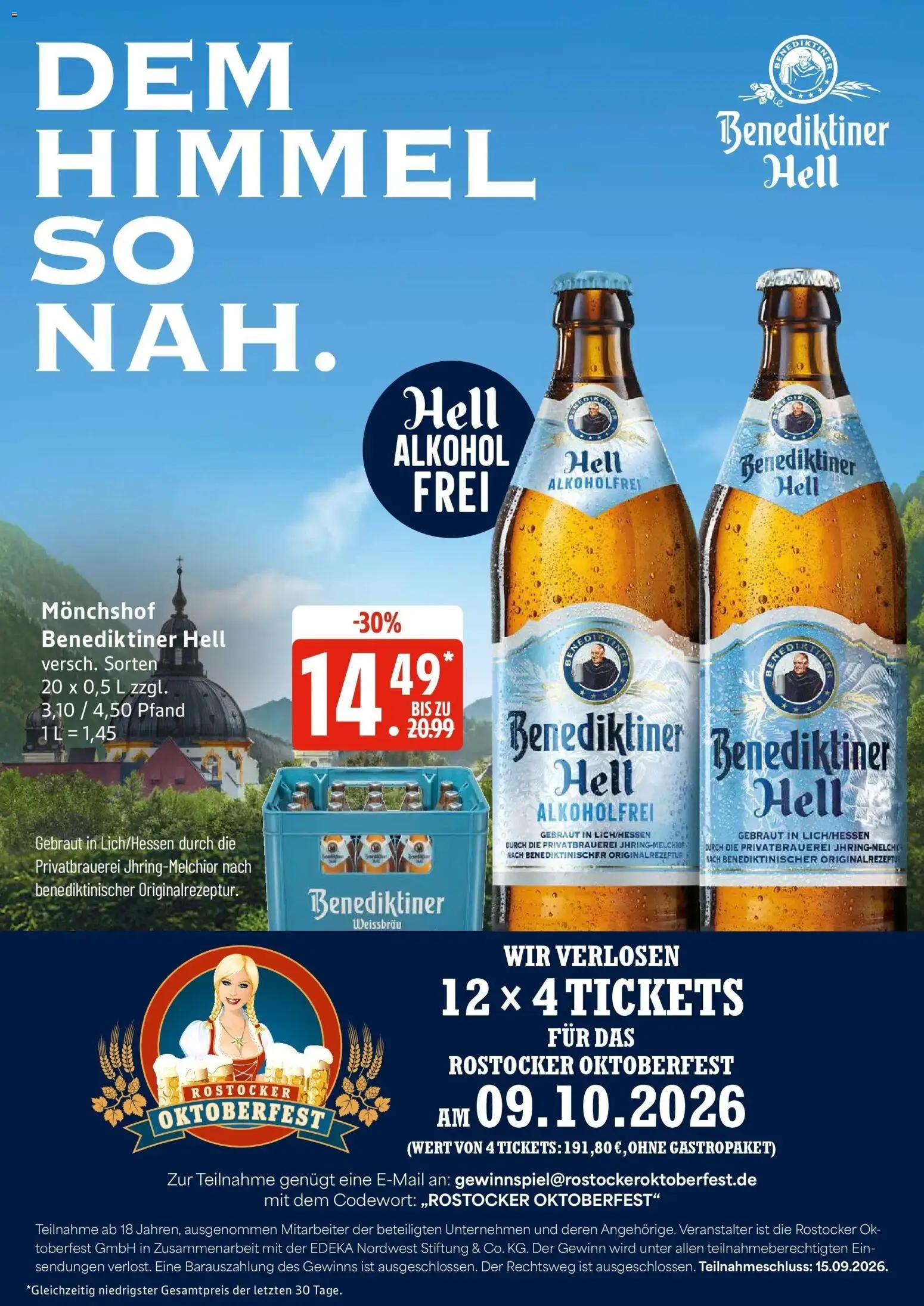 Edeka Prospekt Ratzeburg (ab 07.09.2026) » Angebote Online | Seite: 20 | Produkte: Monchshof, Benediktiner hell, Alkohol