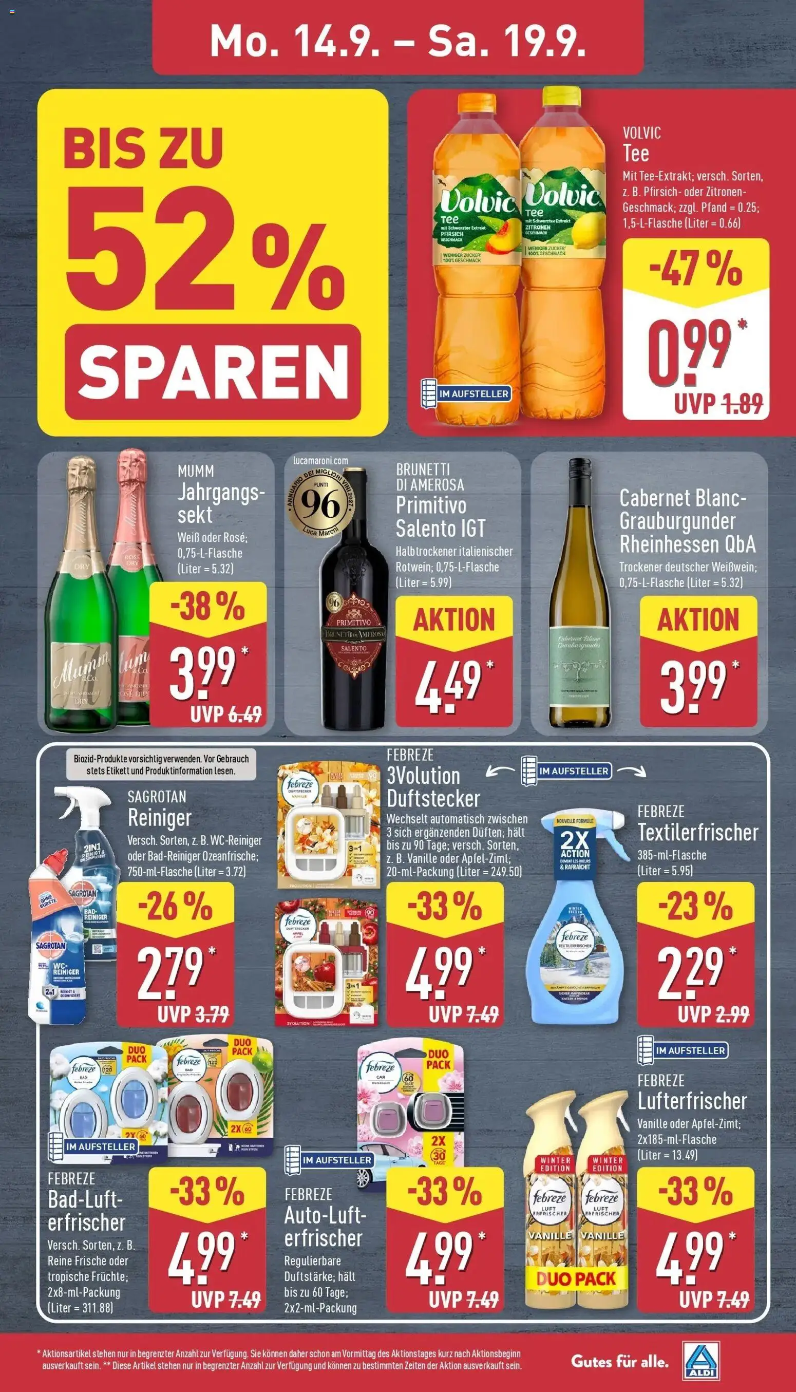 Aldi Aktueller Prospekt (ab 15.09.2026) » Angebote Online | Seite: 9 | Produkte: Sekt, Bad, Volvic tee, Vanille