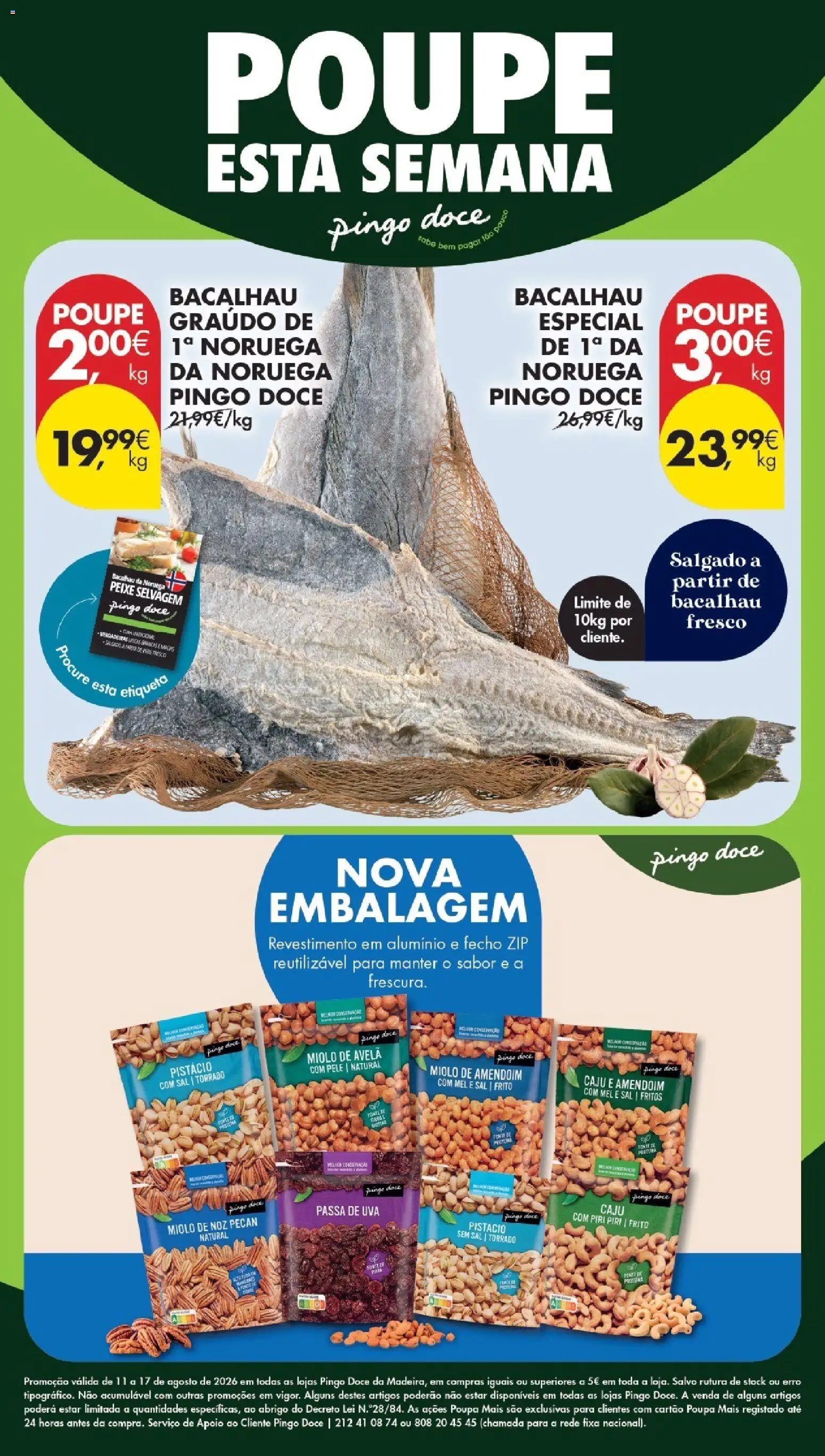 Pingo Doce Poupe Esta Semana Madeira │ válido de 11/08/2026 | Página: 28 | Produtos: Bacalhau, Sal, Peixe, Caju
