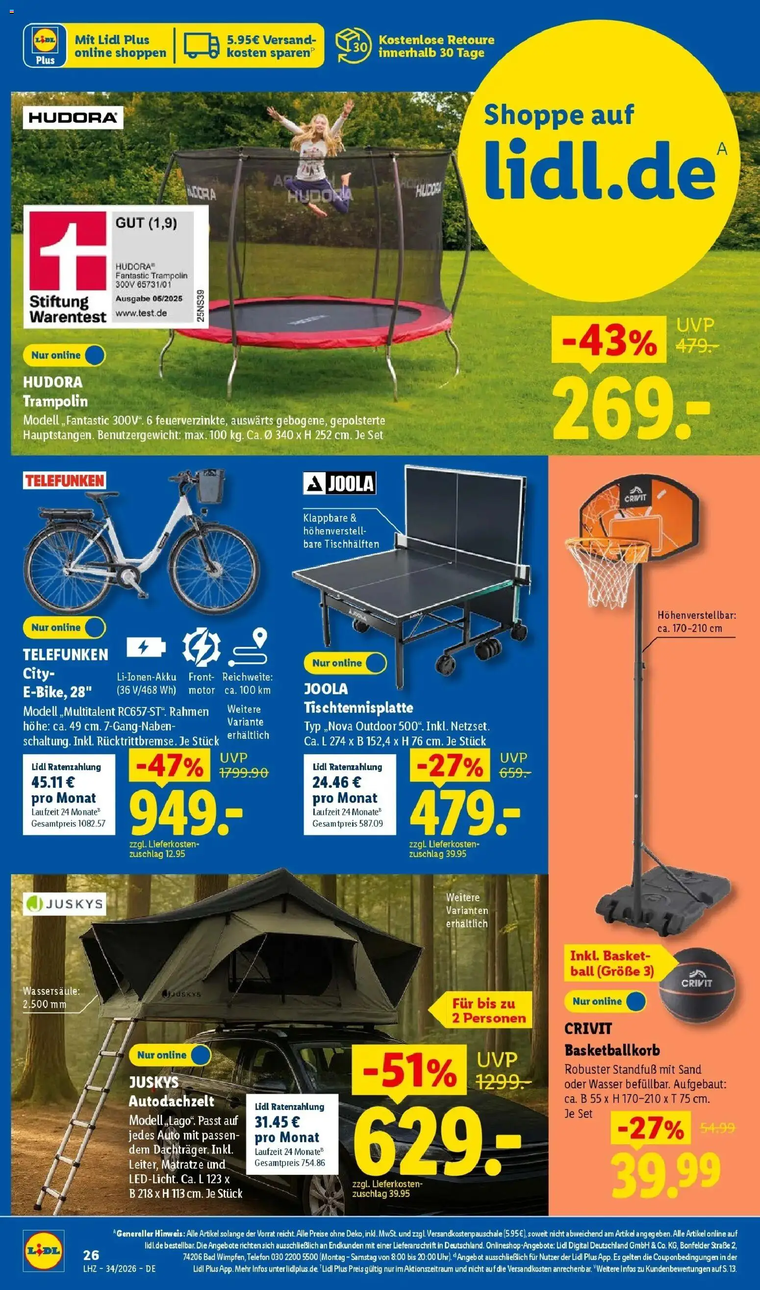 Lidl Prospekt Mahlow (ab 17.08.2026) zum Blättern » Angebote | Seite: 38 | Produkte: Bad, Trampoline, Wasser, Basketball