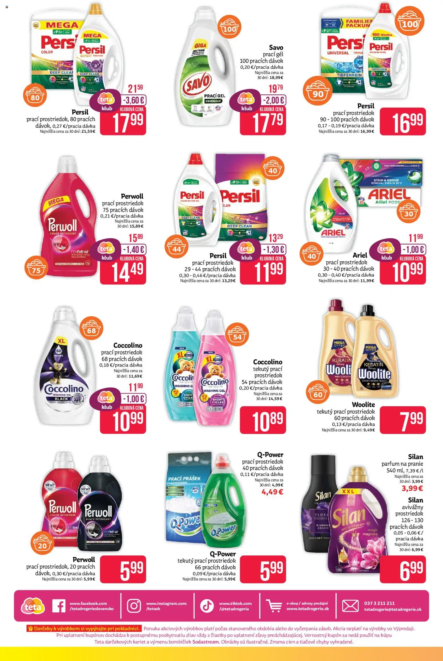 Nové Teta drogerie akcie – leták je platný od 13.04.2026 | Strana: 16 | Produkty: Persil, Perwoll, Savo, Woolite
