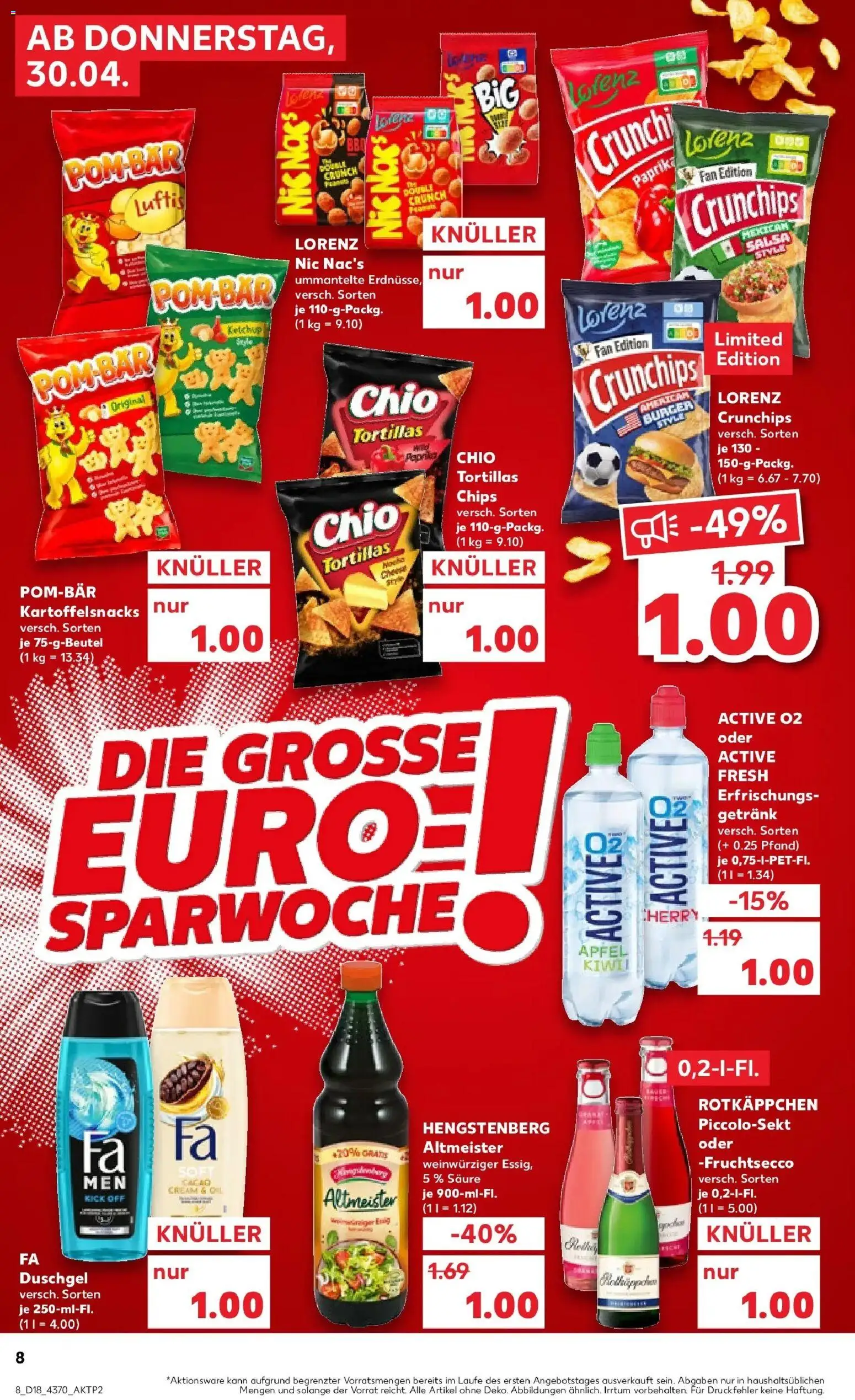 Prospekt Kaufland ab 30.04.2026 » Angebote Online zum Blättern | Seite: 8 | Produkte: Burger, Paprika, Rotkäppchen, Chio tortillas