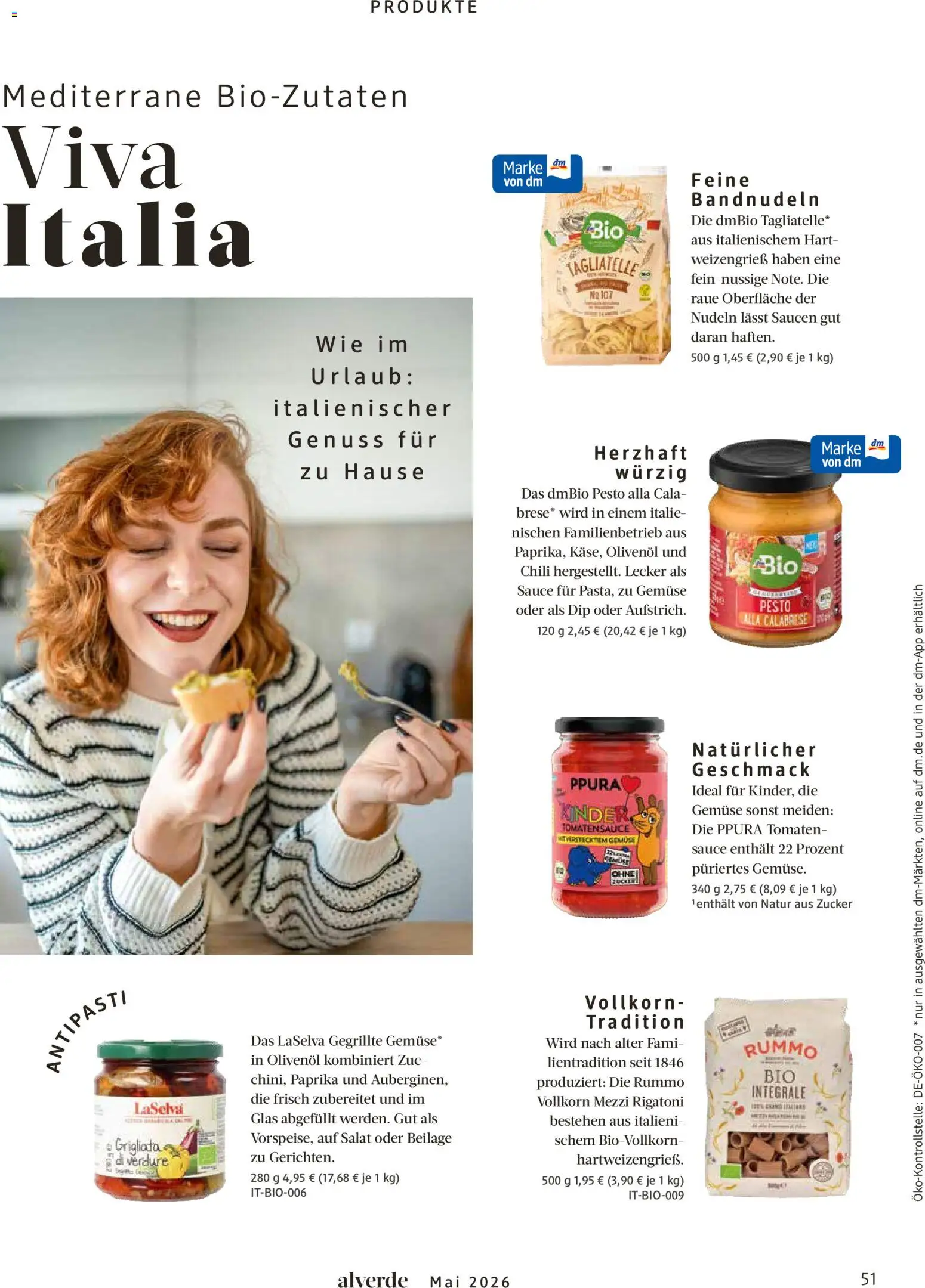 dm drogerie Prospekt 	 – gültig ab 01.05.2026 | Seite: 51 | Produkte: Olivenol, Tomaten, Paprika, Nudeln