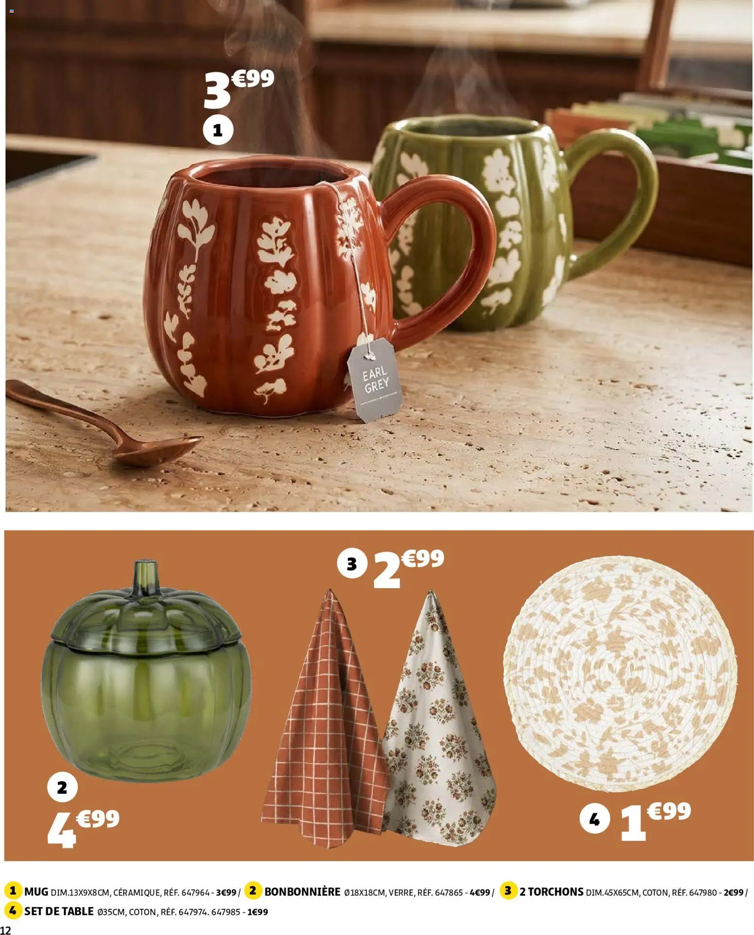 {H1} | Page: 12 | Produits: Torchons, Table, Bonbonnière