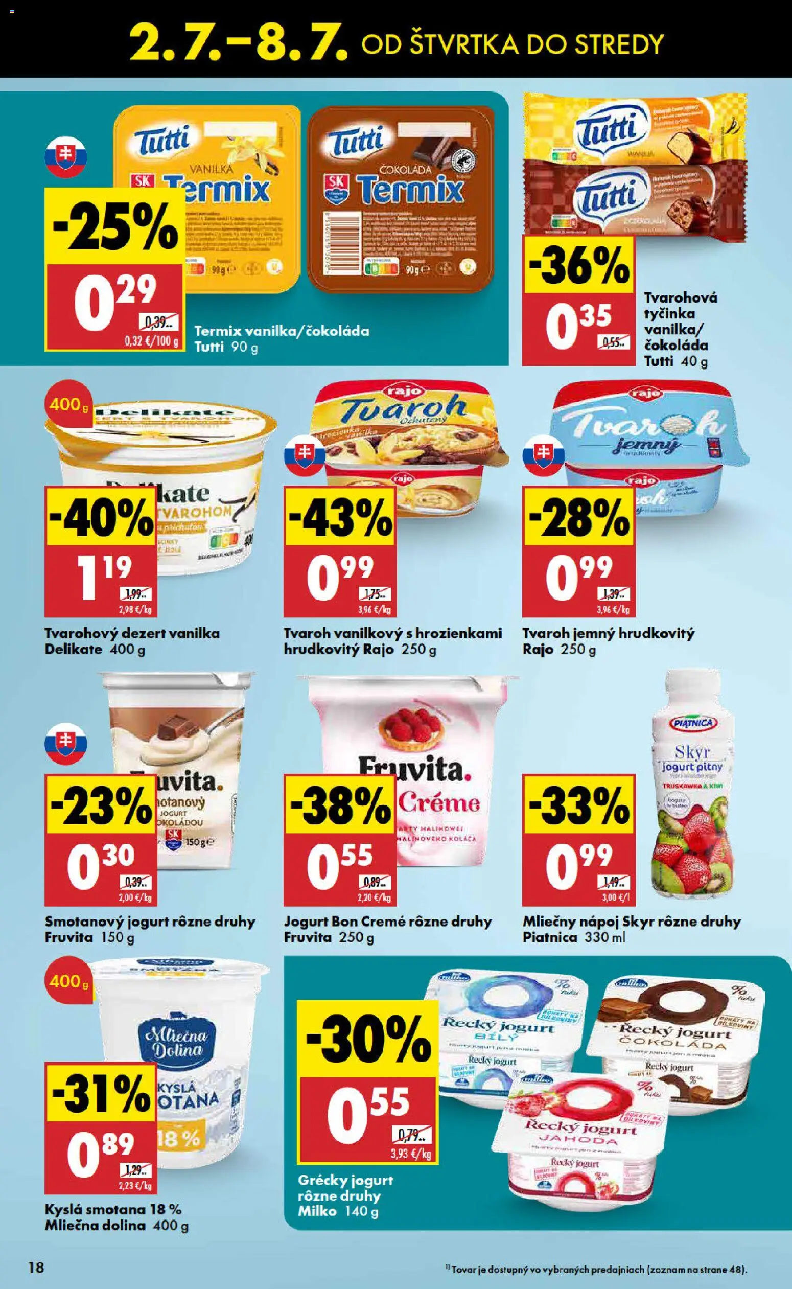 Nové Biedronka akcie – leták je platný od 02.07.2026 | Strana: 18 | Produkty: Smotana, Čokoláda, Kiwi, Tvaroh