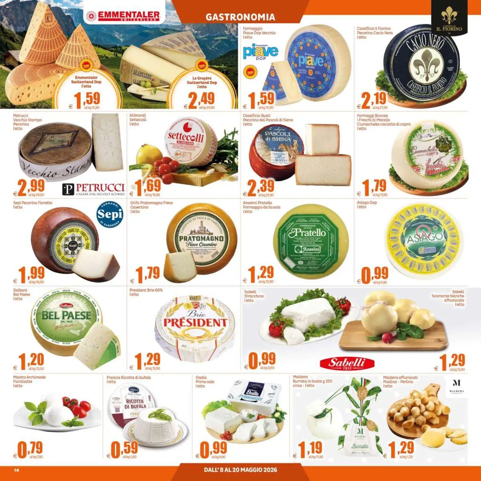 Volantino Elite Supermercati del 08.05.2026 | Pagina: 14 | Prodotti: Sale, Formaggio, Ricotta, Pecorino