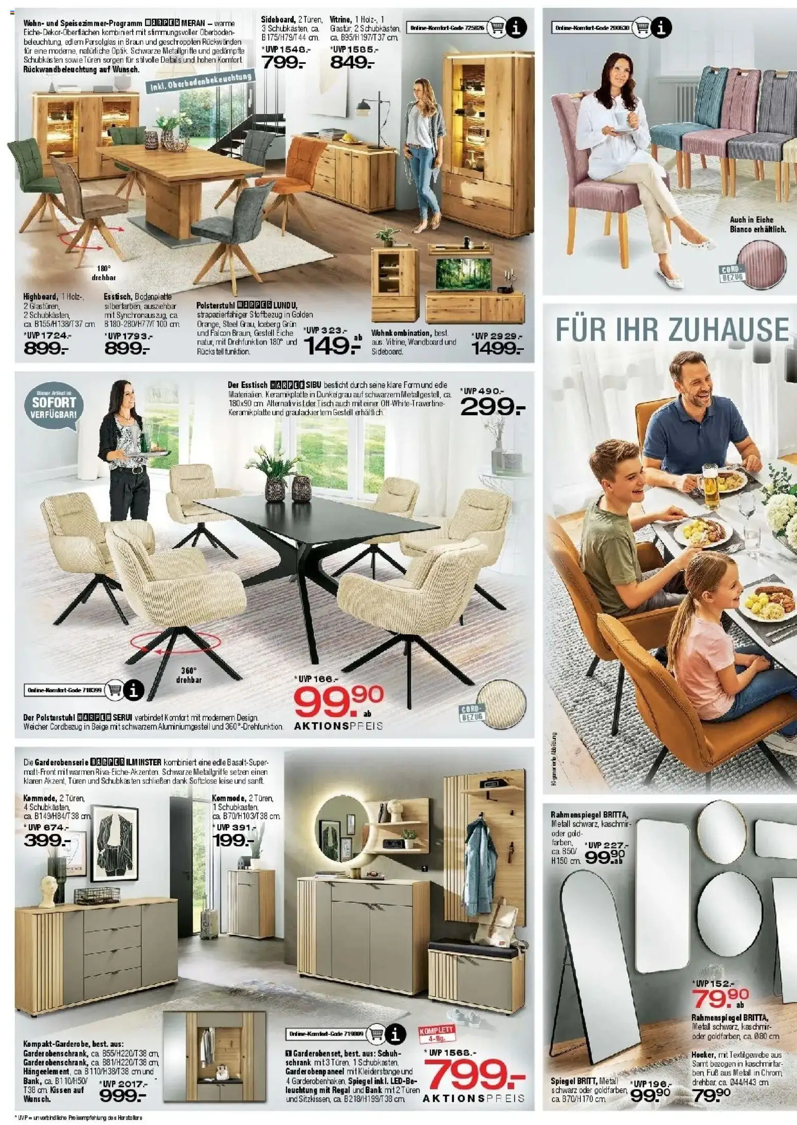 Ostermann - Möbel Ostermann: Neue Möbel wirken Wunder. (ab 29.08.2026) zum Blättern | Seite: 4 | Produkte: Wandboard, Esstisch, Kissen, Spiegel