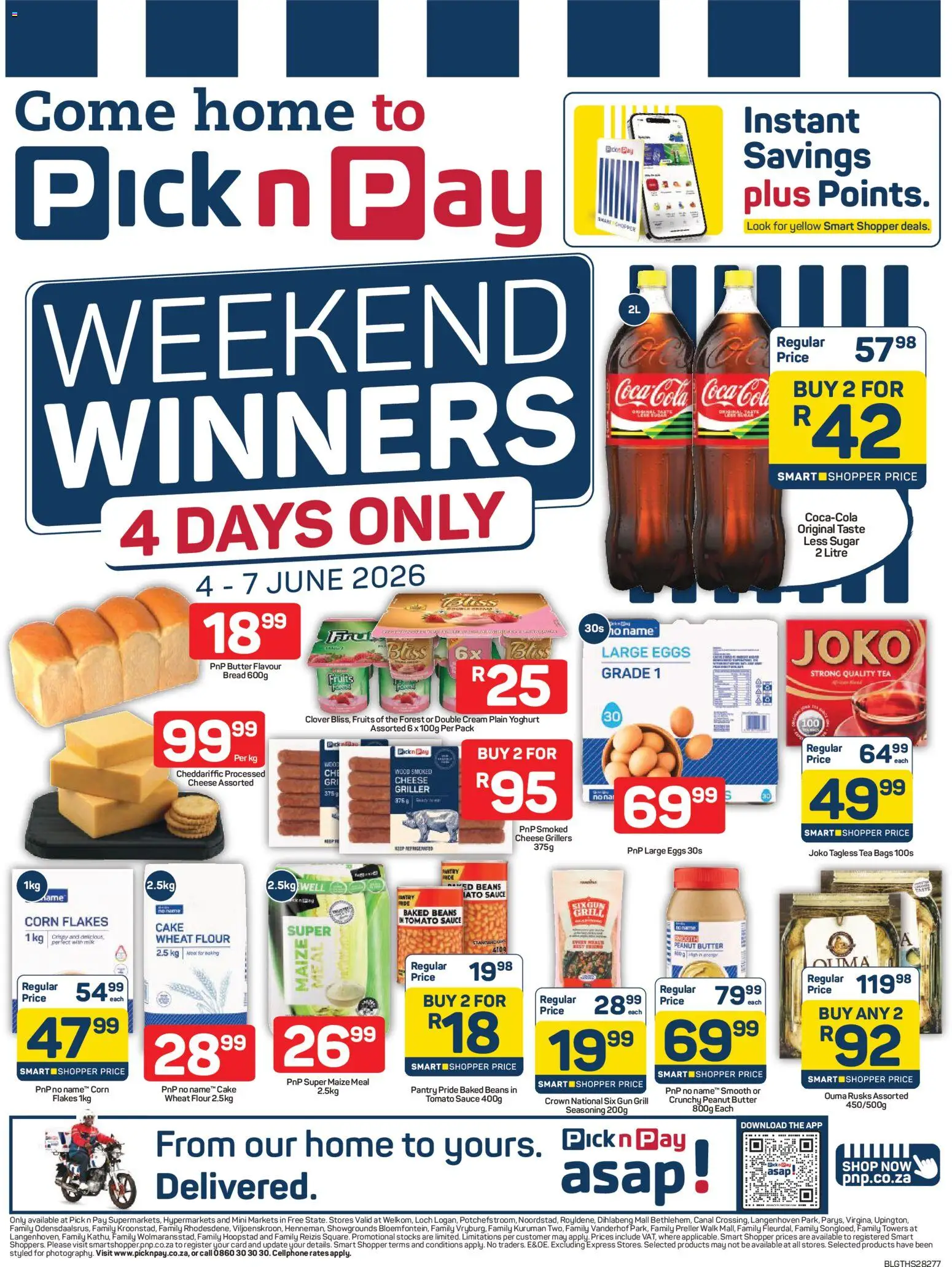 New Pick n Pay catalogue – valid from 04.06.2026 | Page: 1 | Products: Cake, Cheese, Eggs, Tea