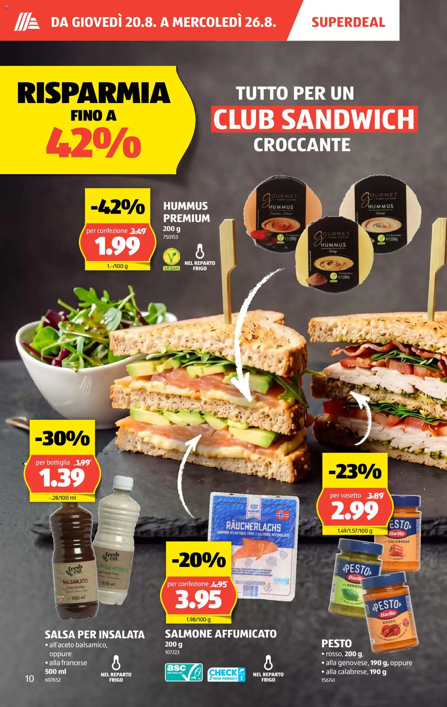 Aldi aktionen IT – gültig ab 20.08.2026 | Seite: 10 | Produkte: Barilla, Balsamico, Dressing, Räucherlachs