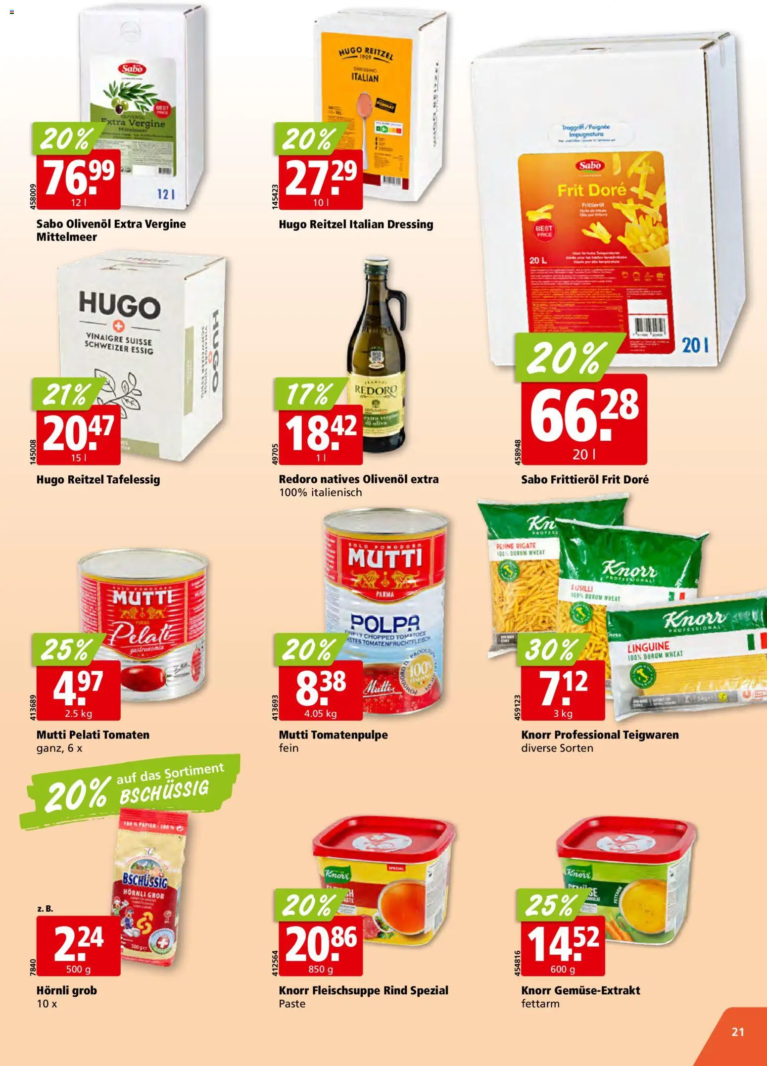 Aligro aktionen – gültig ab 20.07.2026 | Seite: 21 | Produkte: Essig, Dressing, Teigwaren, Tomaten