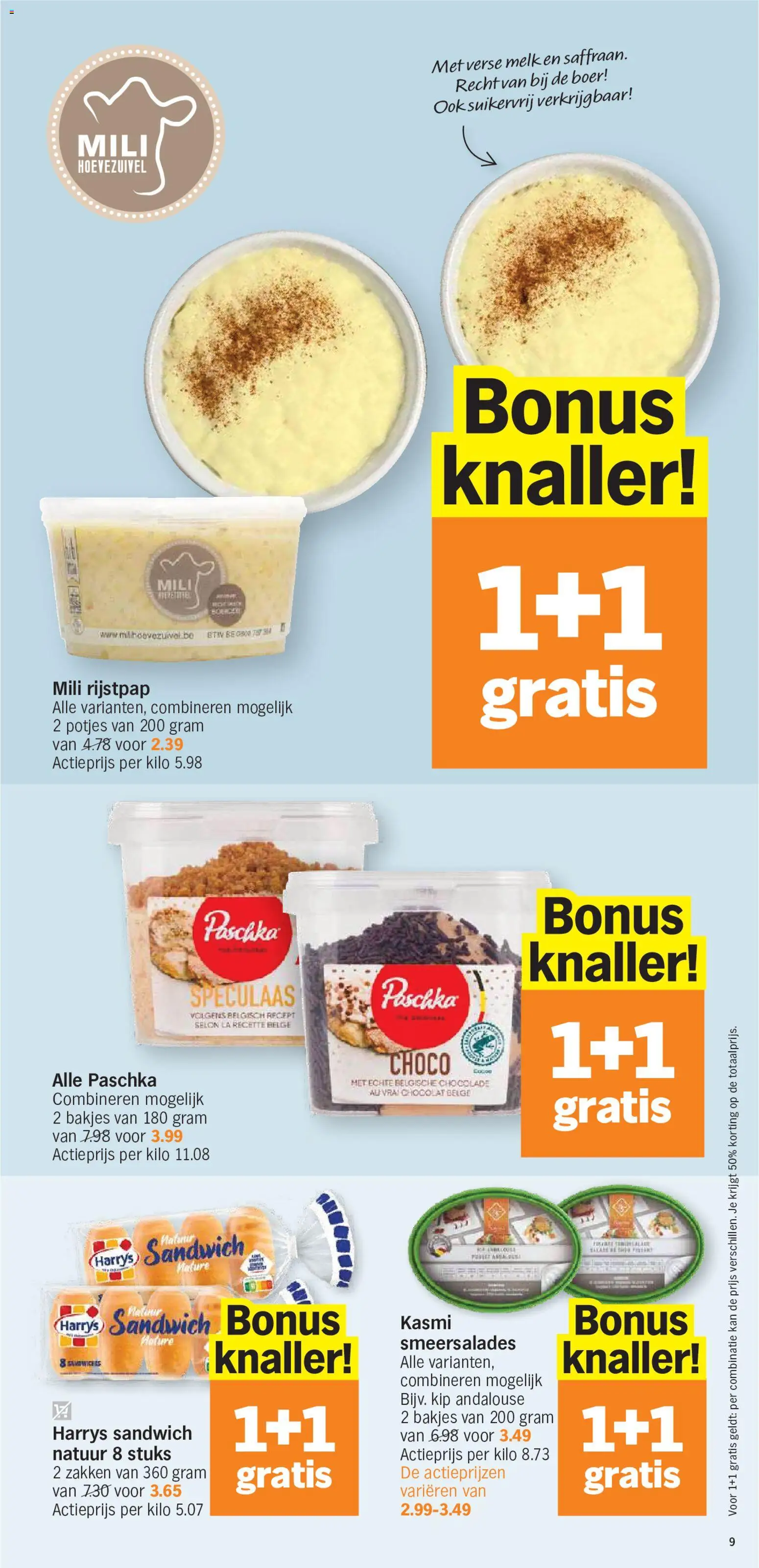 {H1} | Pagina: 9 | Producten: Sandwich, Kip, Melk, Chocolade