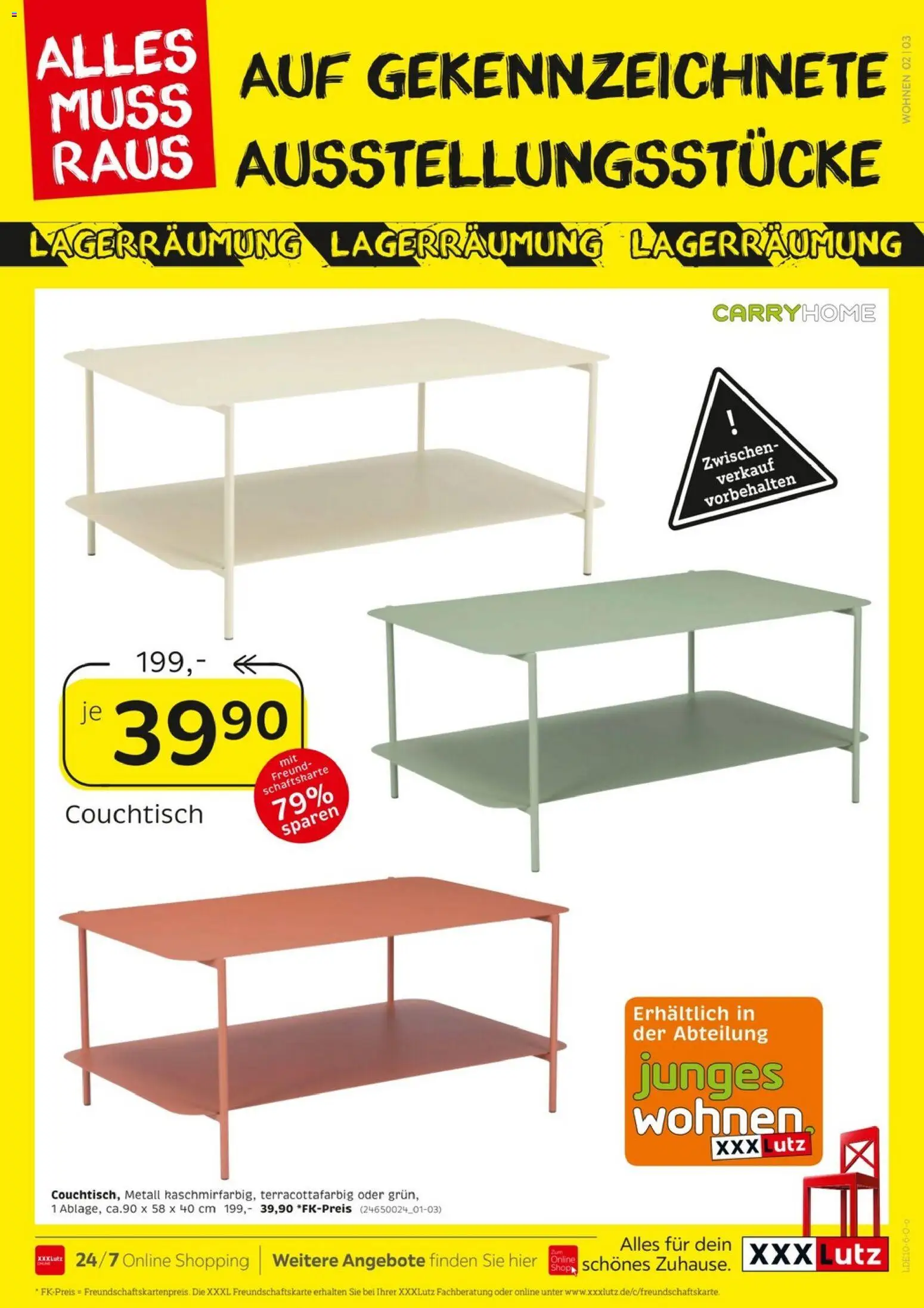 XXXLutz Größte Lagerräumung – gültig ab 10.10.2026 | Seite: 2 | Produkte: Couchtisch