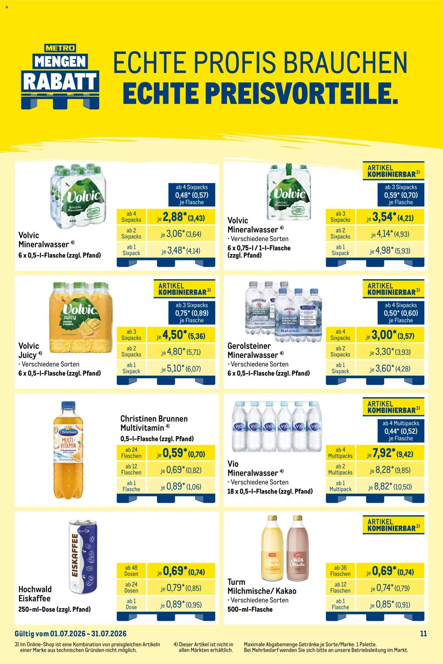 Metro  Monats-Mix – gültig ab 01.07.2026 | Seite: 11 | Produkte: Mineralwasser, Mango, Volvic, Gerolsteiner