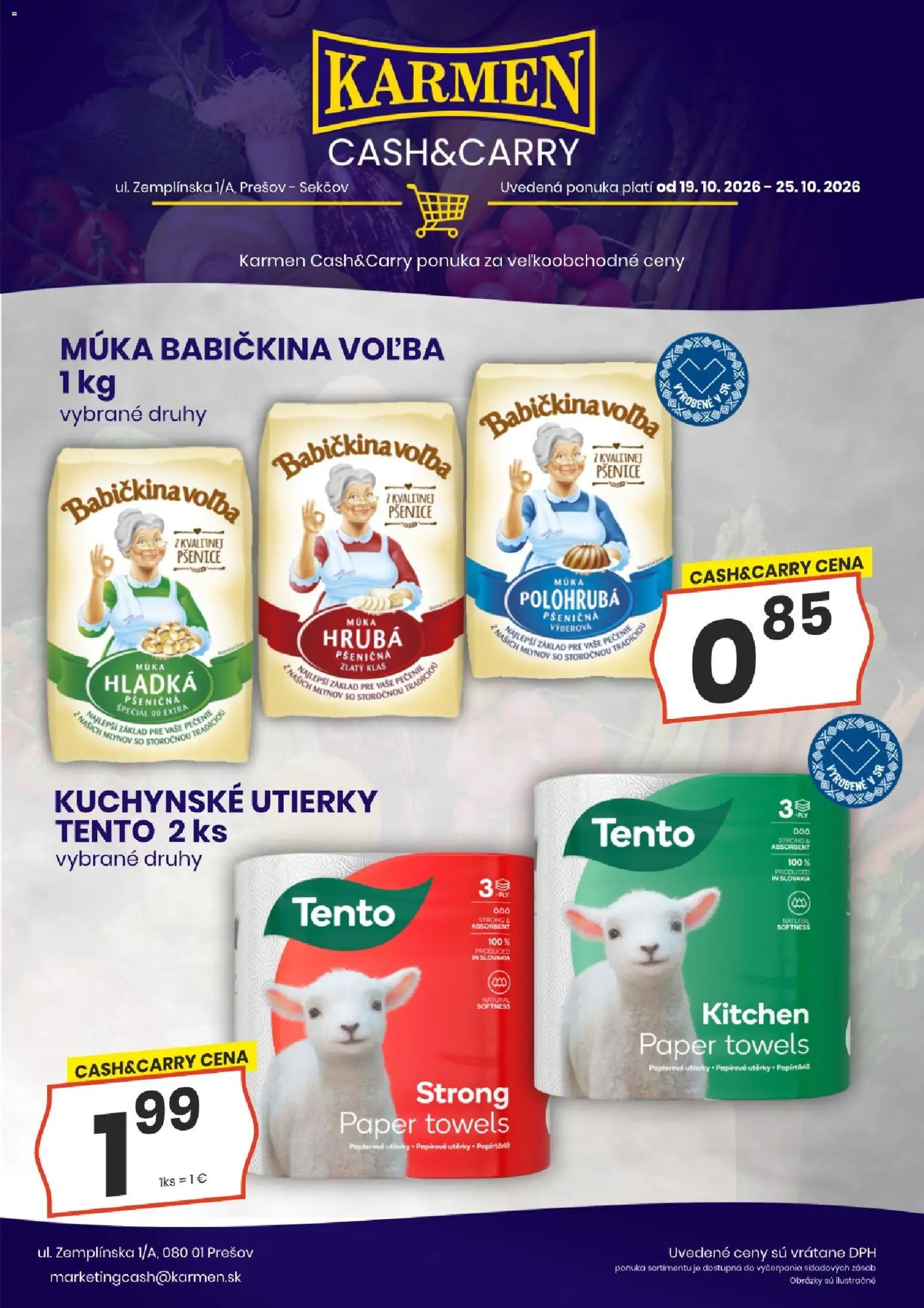 Nové KARMEN CBA akcie – leták je platný od 19.10.2026 | Strana: 6 | Produkty: Pšeničná múka, Kuchynské utierky, Múka, Utierky